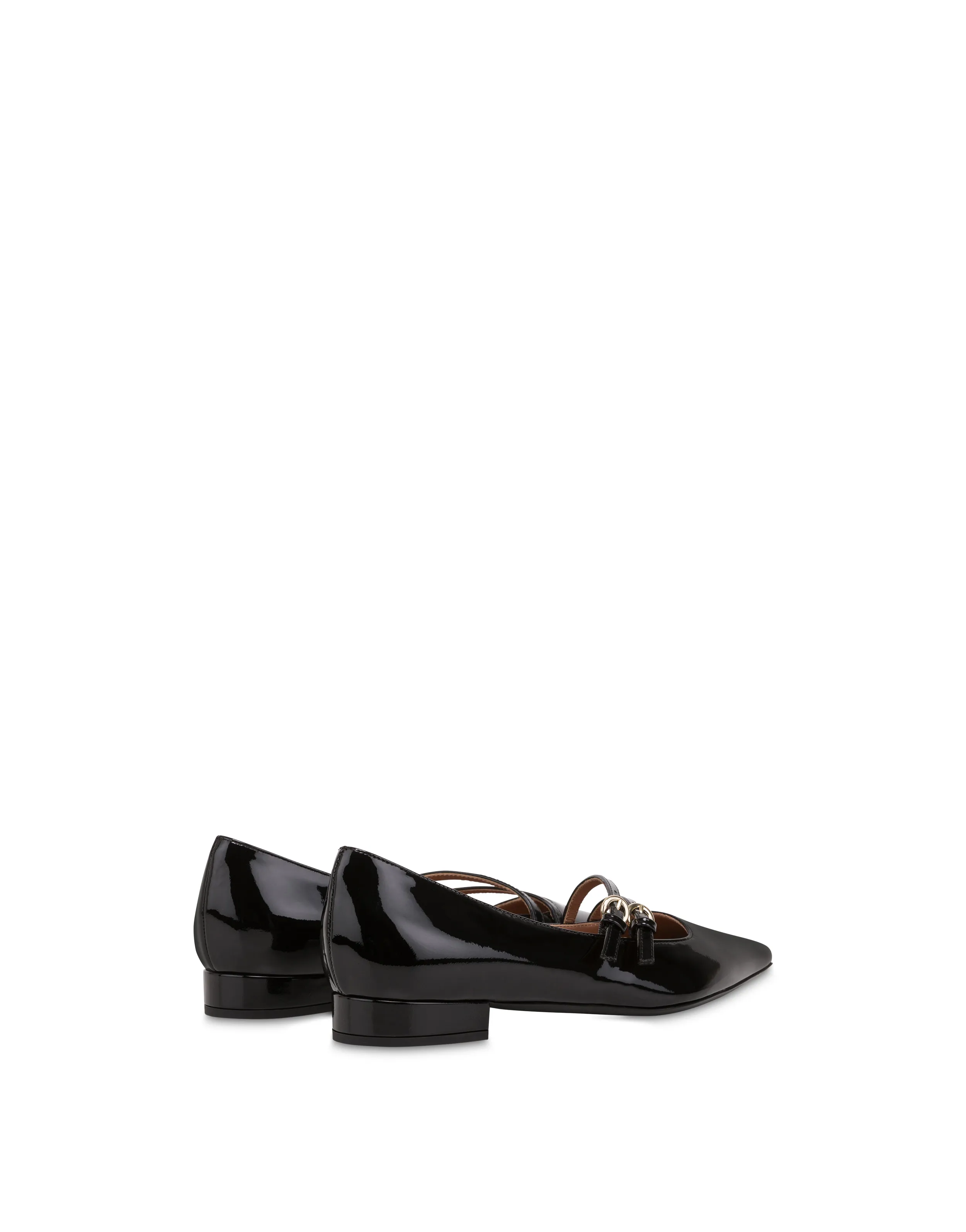    Linea Pollini Ballerine In Vernice Bi-buckle Nero