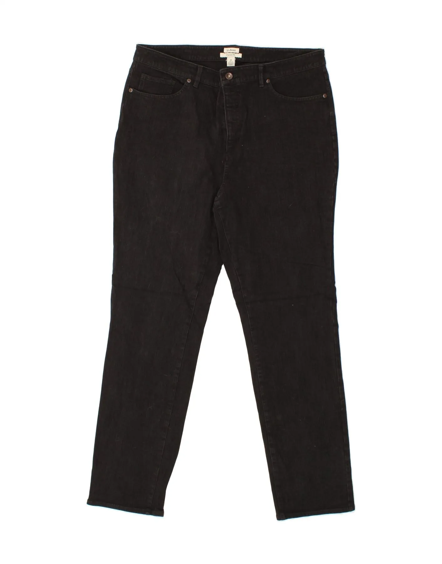 L.L.BEAN Womens Classic Fit Slim Jeans US 18 2XL W38 L31 Black Cotton