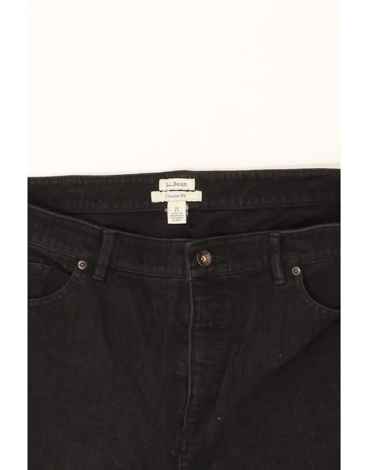 L.L.BEAN Womens Classic Fit Slim Jeans US 18 2XL W38 L31 Black Cotton