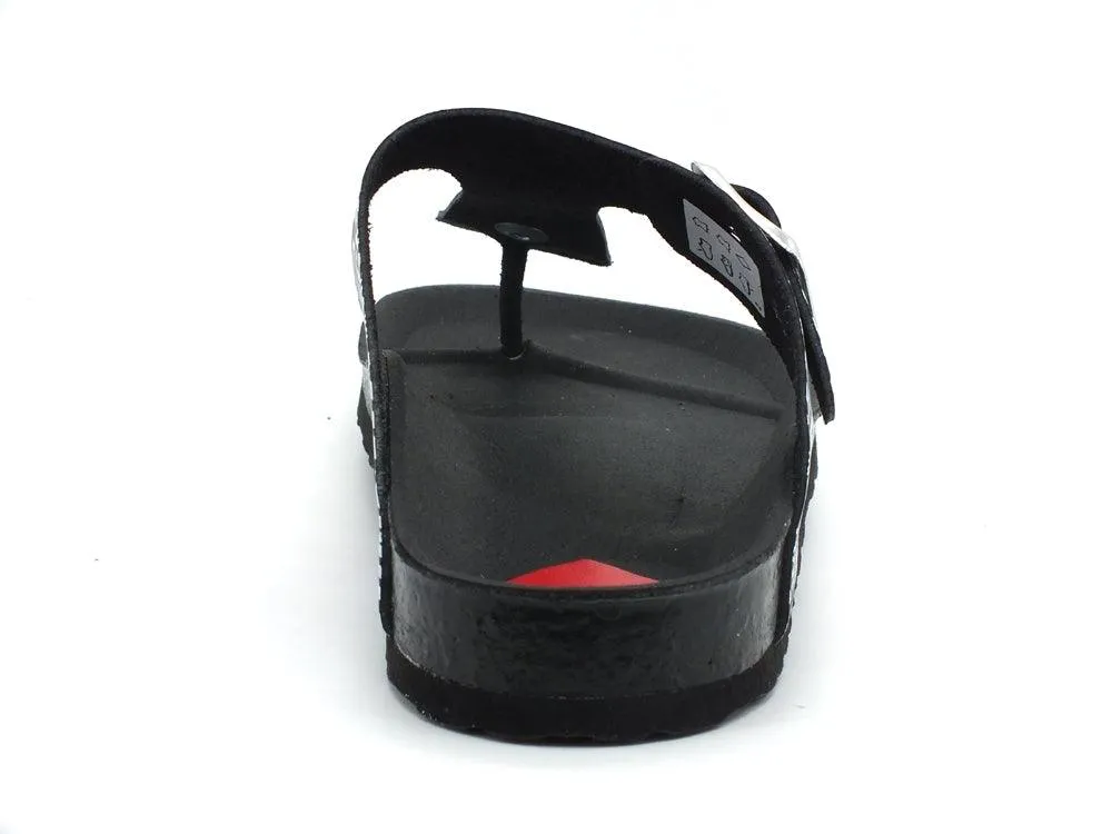 LOVE MOSCHINO Ciabatta Sabot Birk 130 Logo Infradito Fibbia Nero Bianco JA28133G1CIJ000A