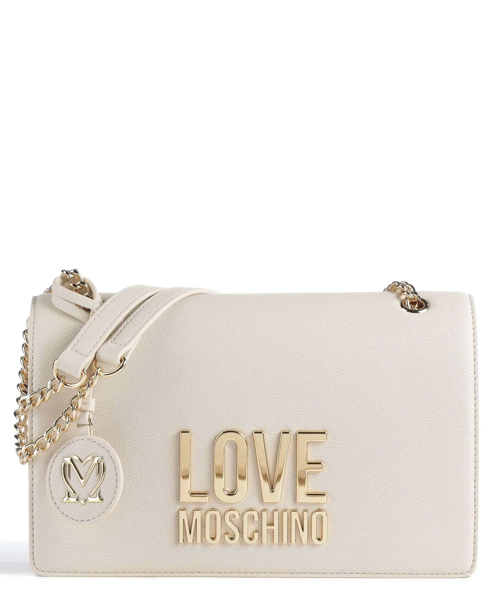  Love Moschino Love Lettering Borsa a spalla pelle sintetica avorio  