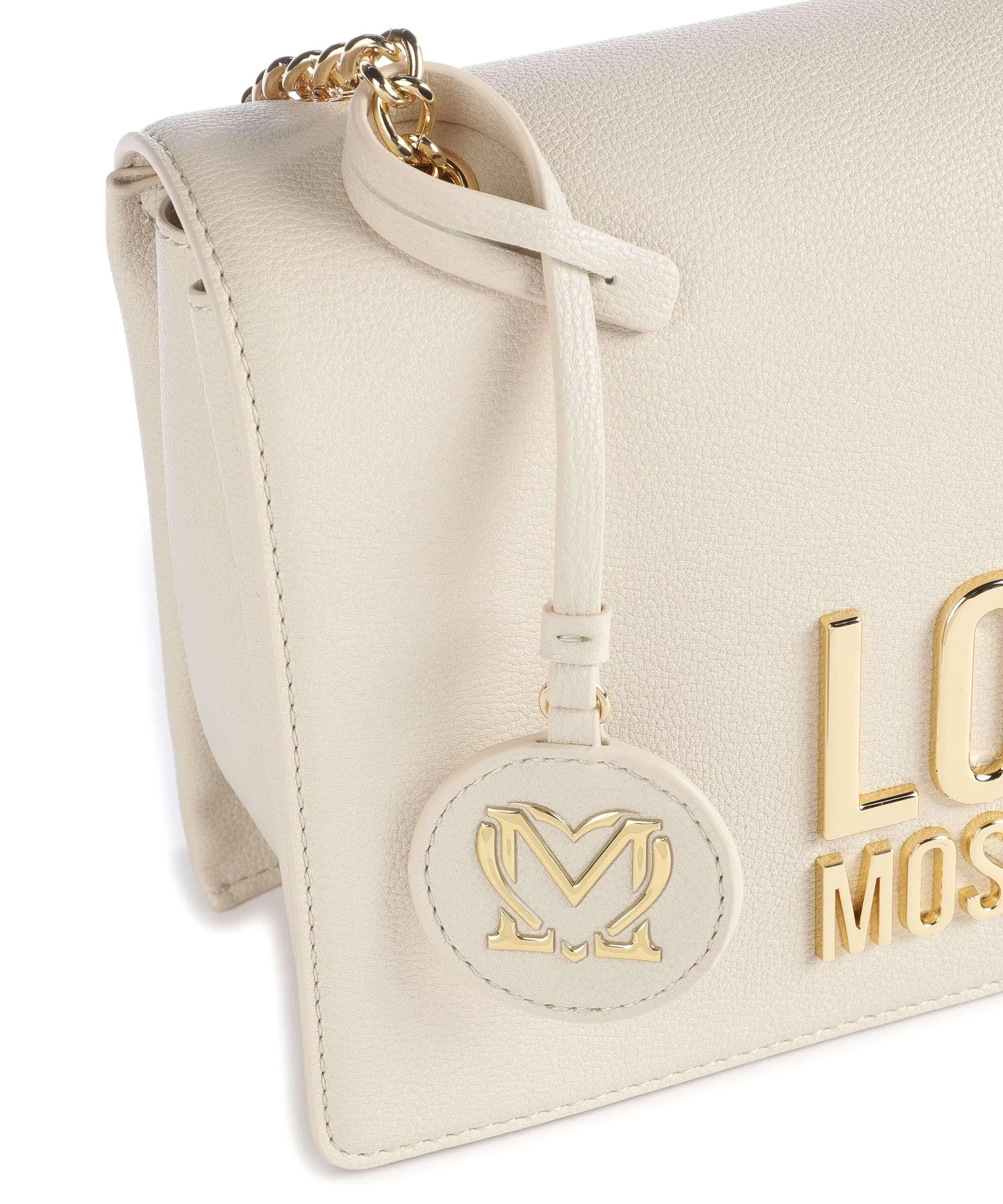  Love Moschino Love Lettering Borsa a spalla pelle sintetica avorio  
