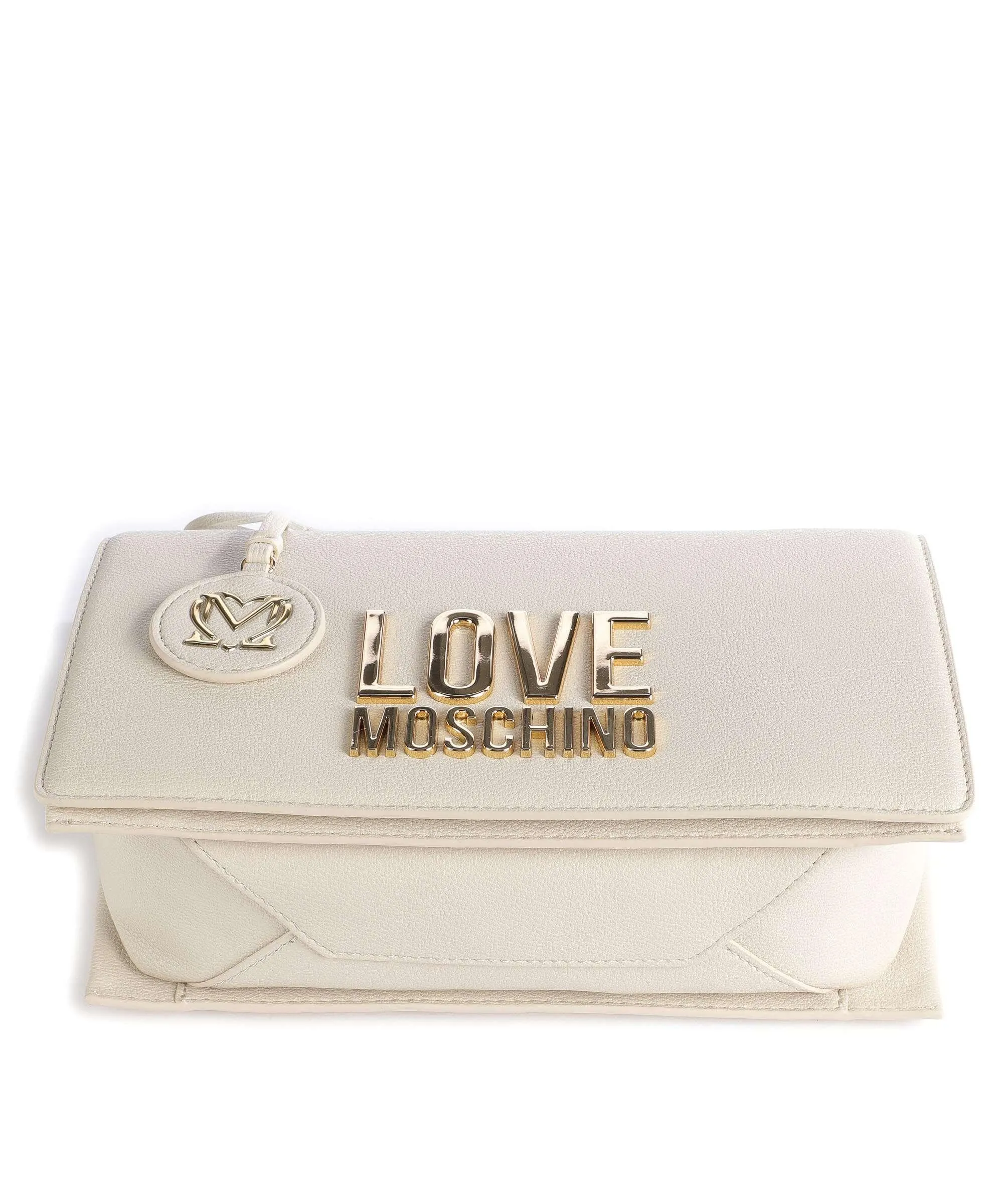  Love Moschino Love Lettering Borsa a spalla pelle sintetica avorio  