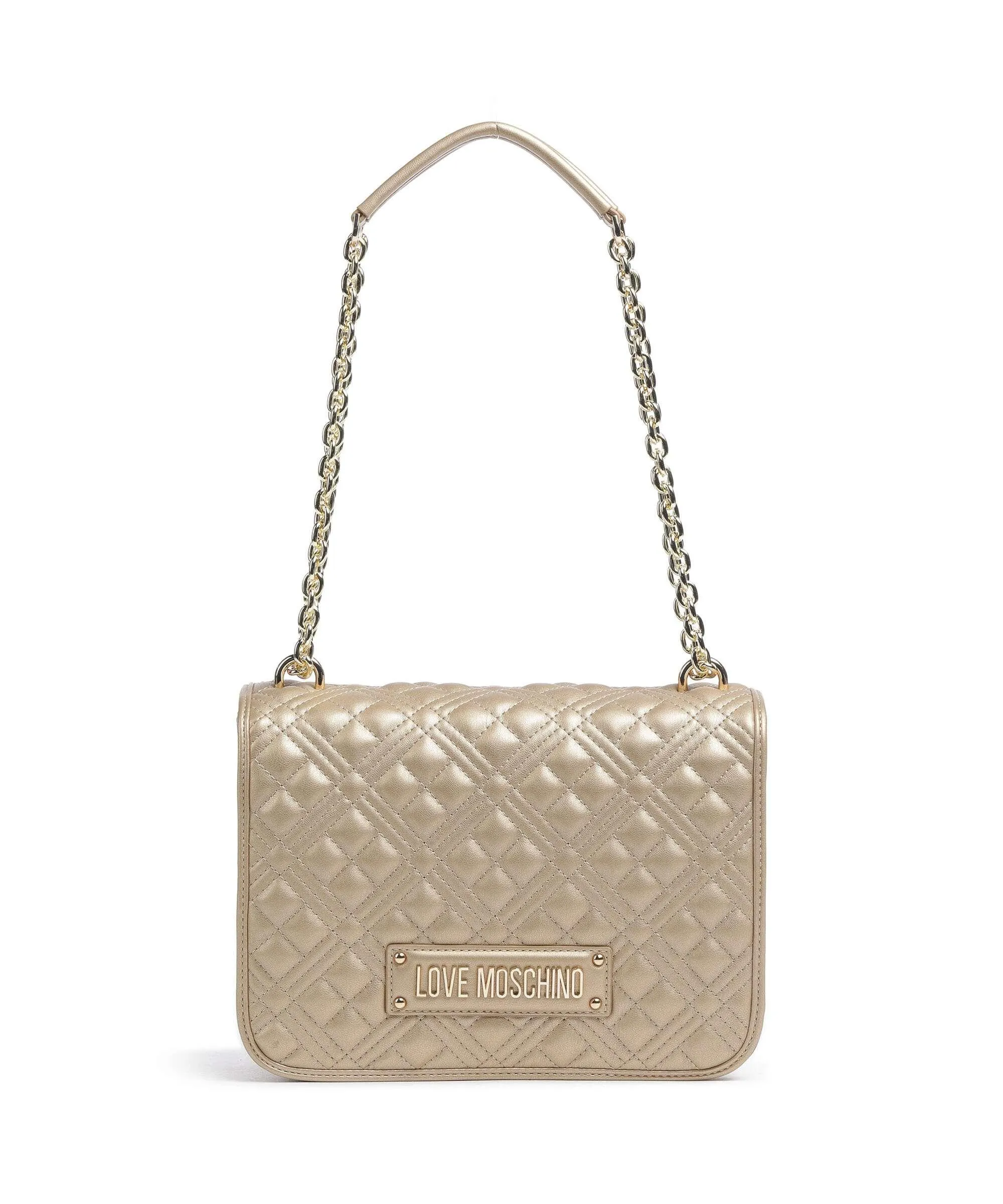  Love Moschino Quilted Borsa a spalla pelle sintetica oro  