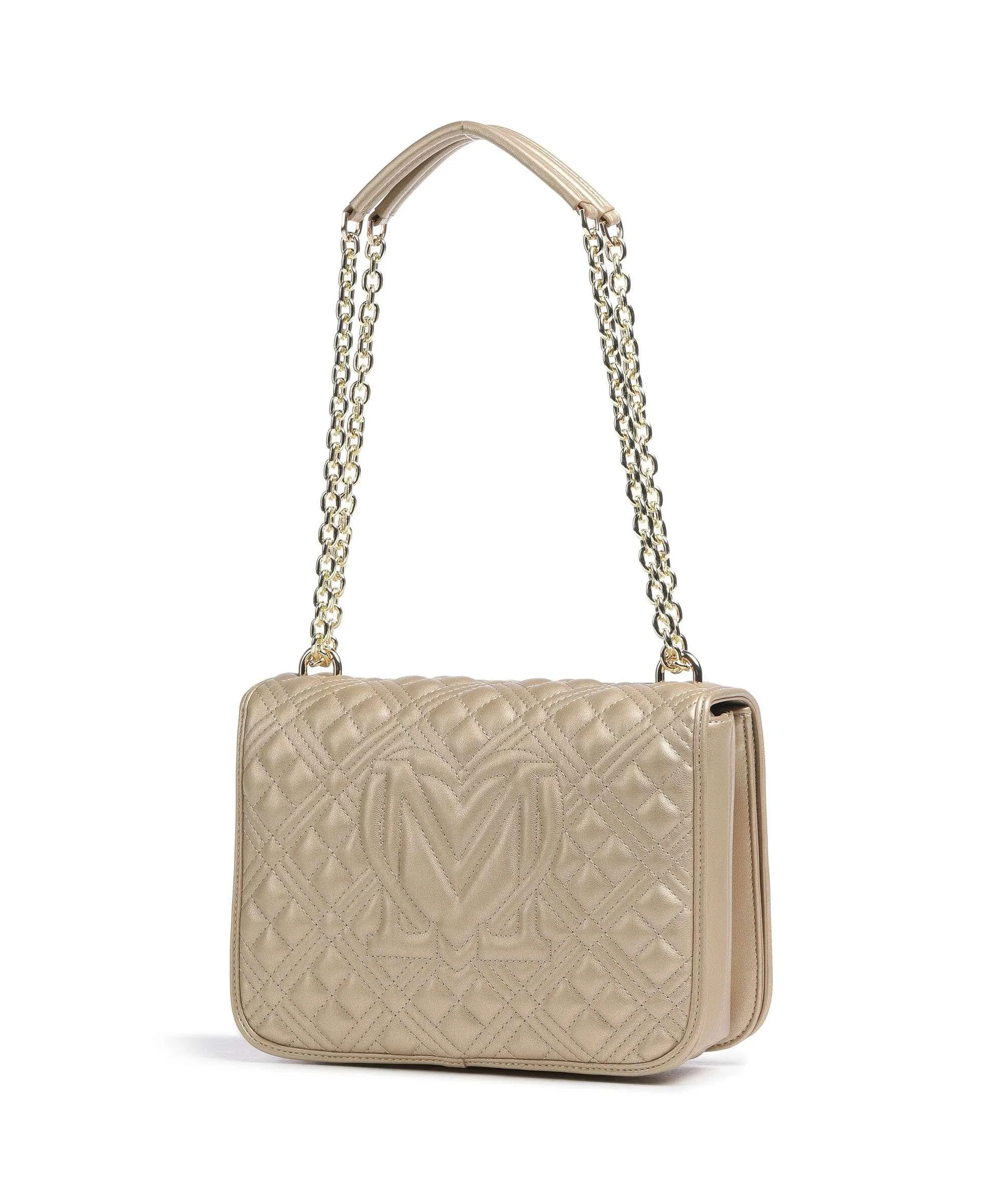  Love Moschino Quilted Borsa a spalla pelle sintetica oro  