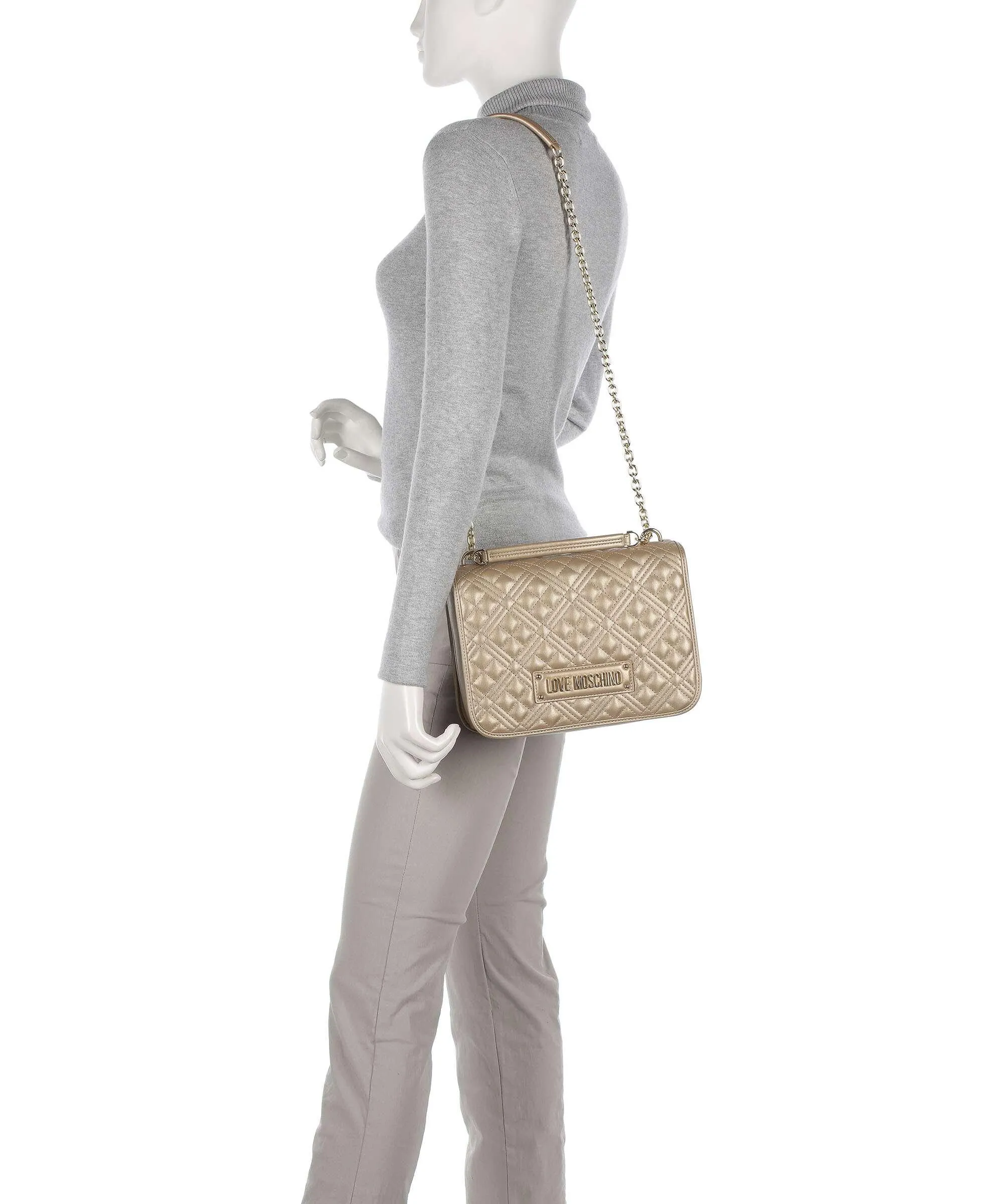  Love Moschino Quilted Borsa a spalla pelle sintetica oro  