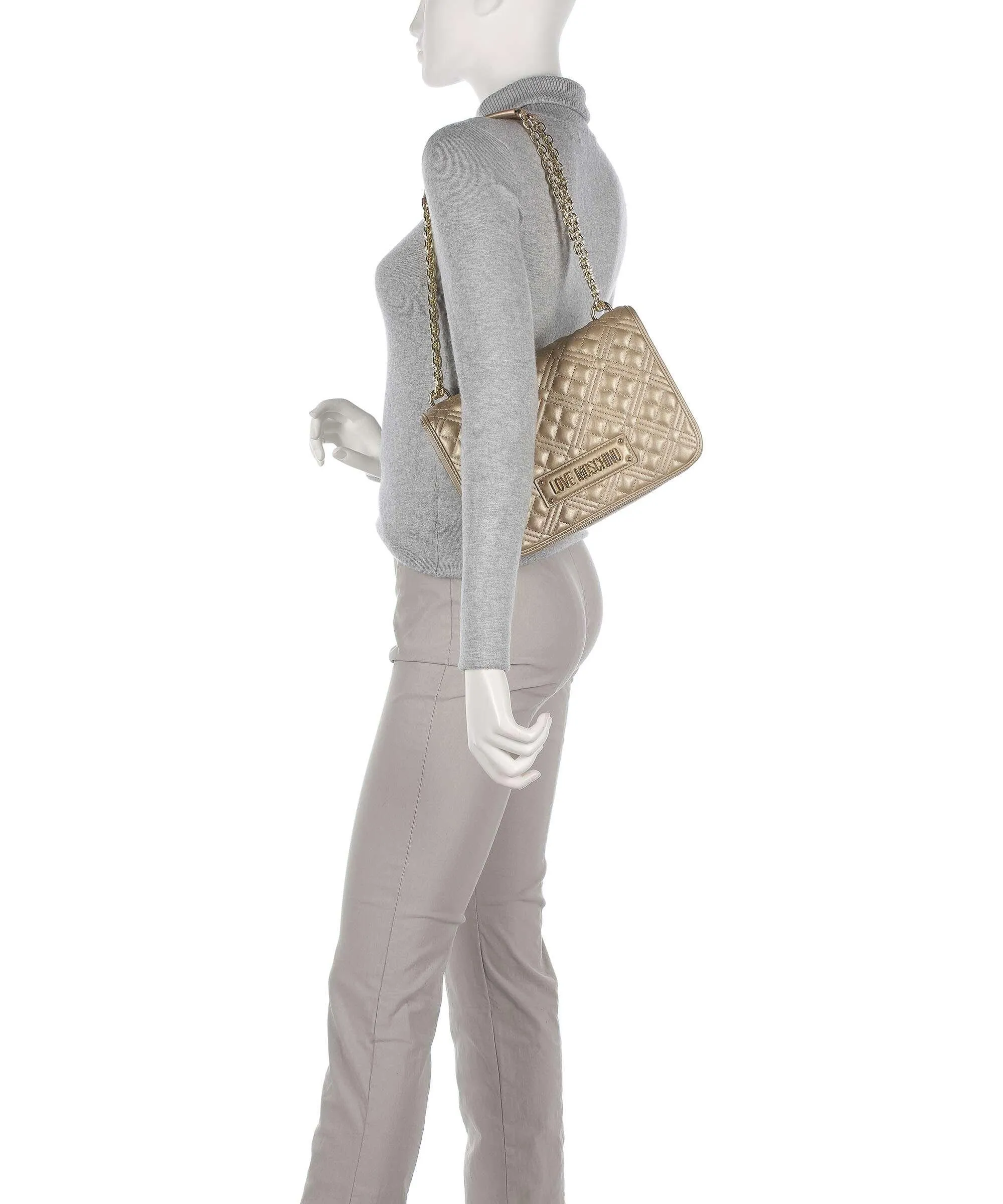  Love Moschino Quilted Borsa a spalla pelle sintetica oro  