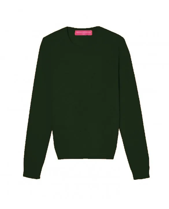 Maglia in cachemire girocollo e con maniche lunghe VERDE BOTTIGLIA