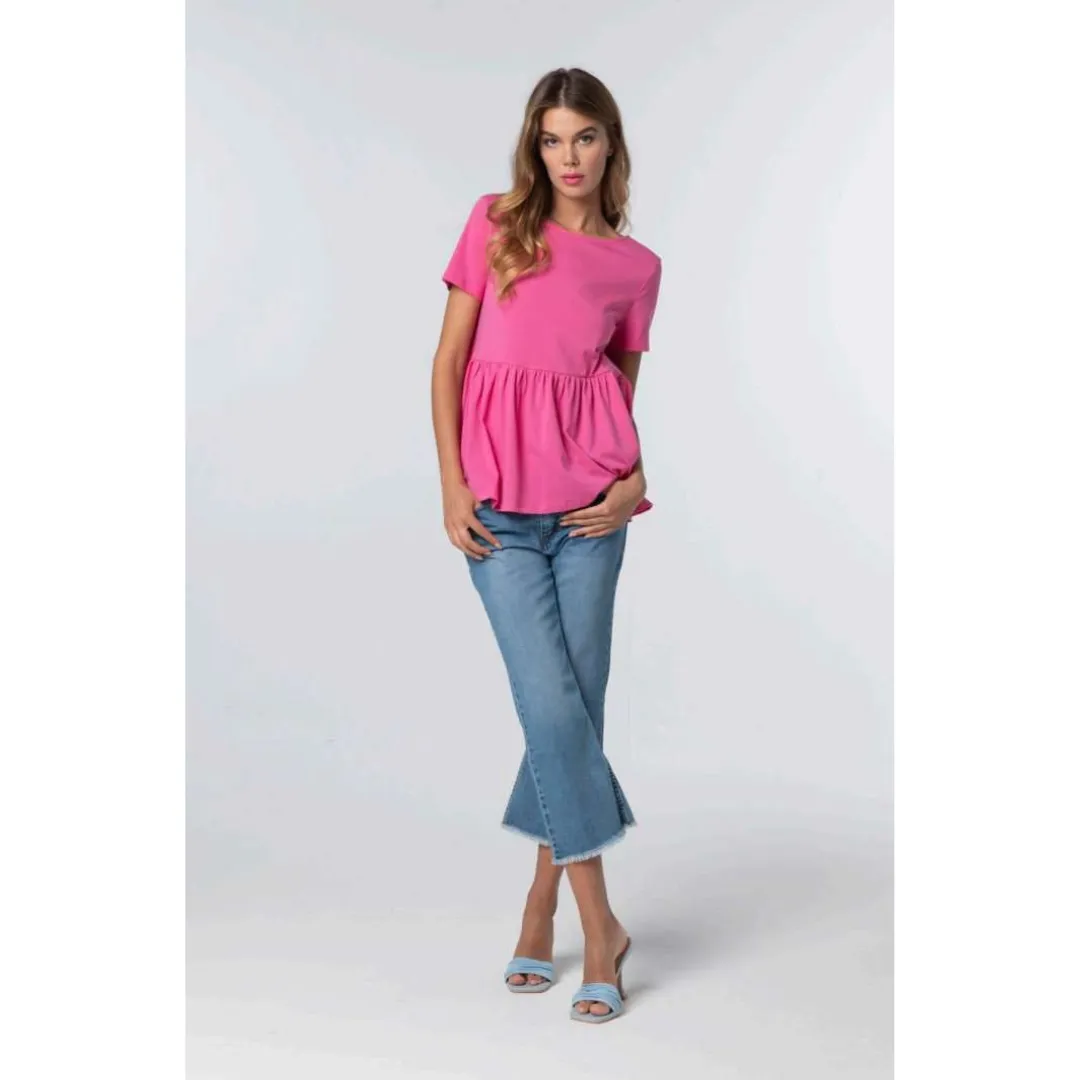 Maglietta rosa fru-fru in cotone