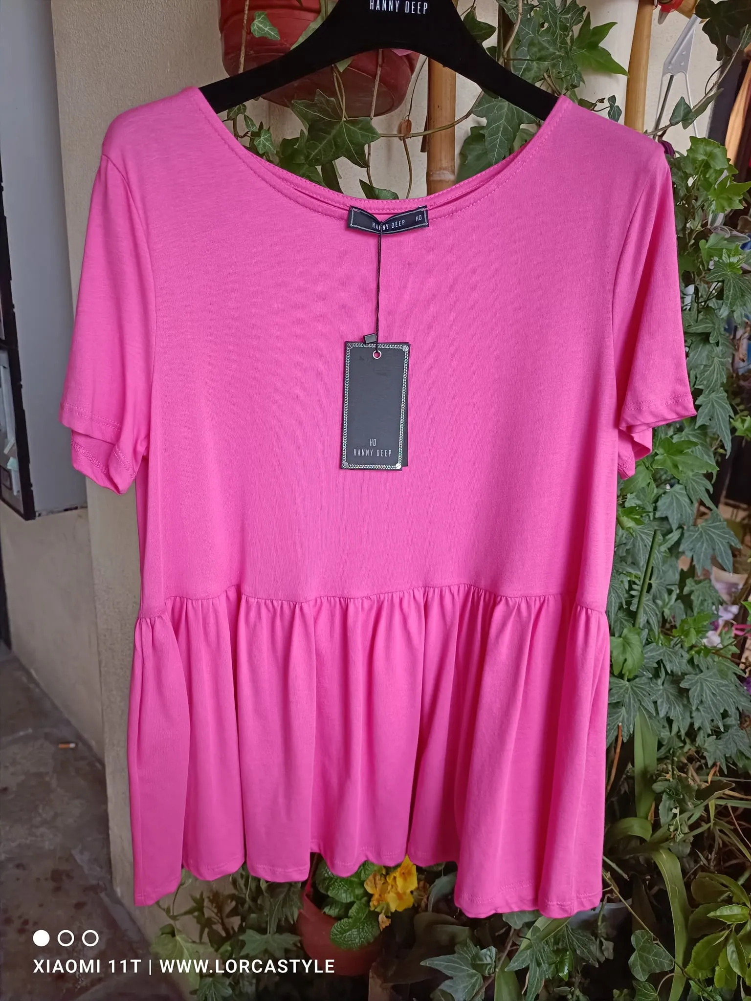 Maglietta rosa fru-fru in cotone