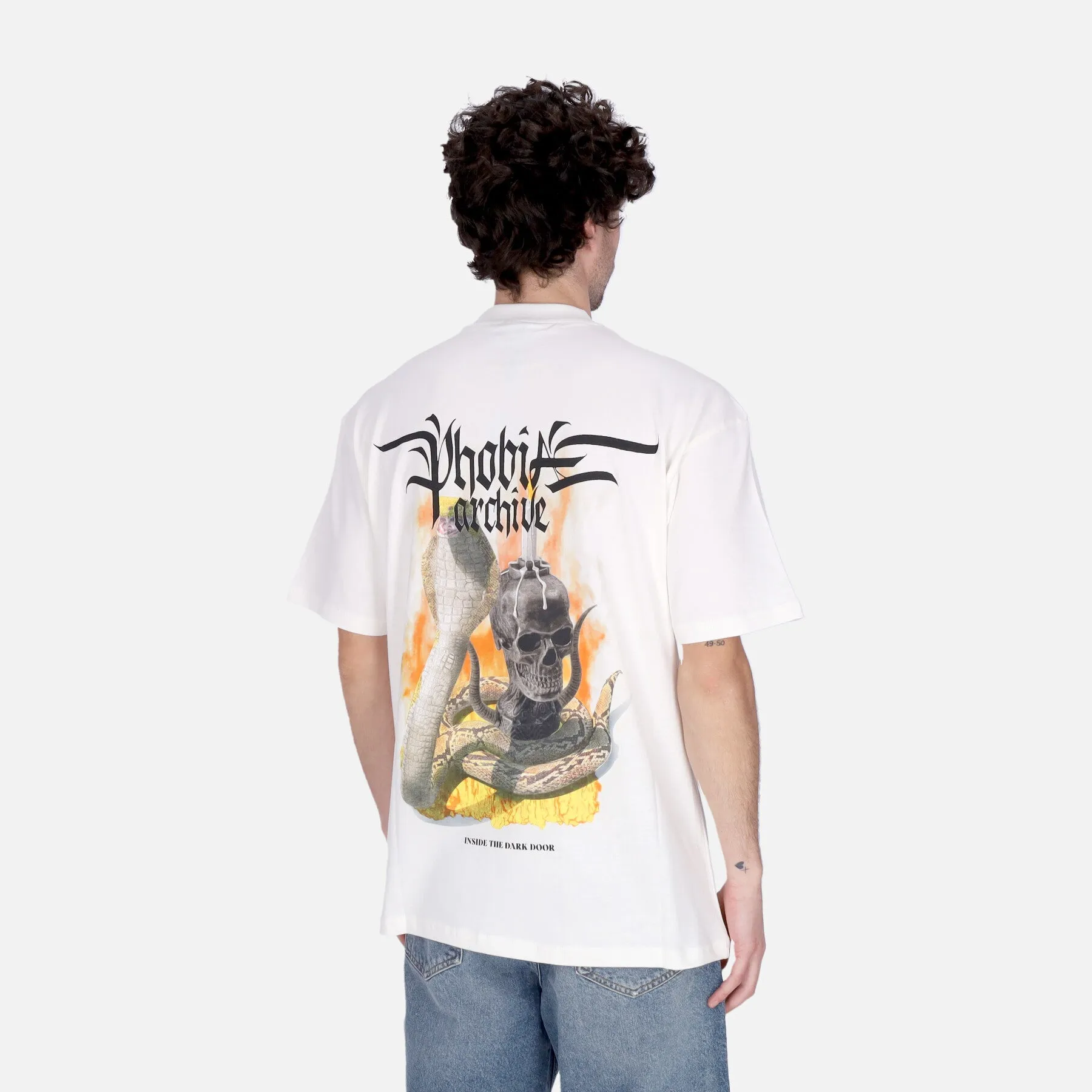 Maglietta Uomo Fiery Cobra Print Tee White/orange