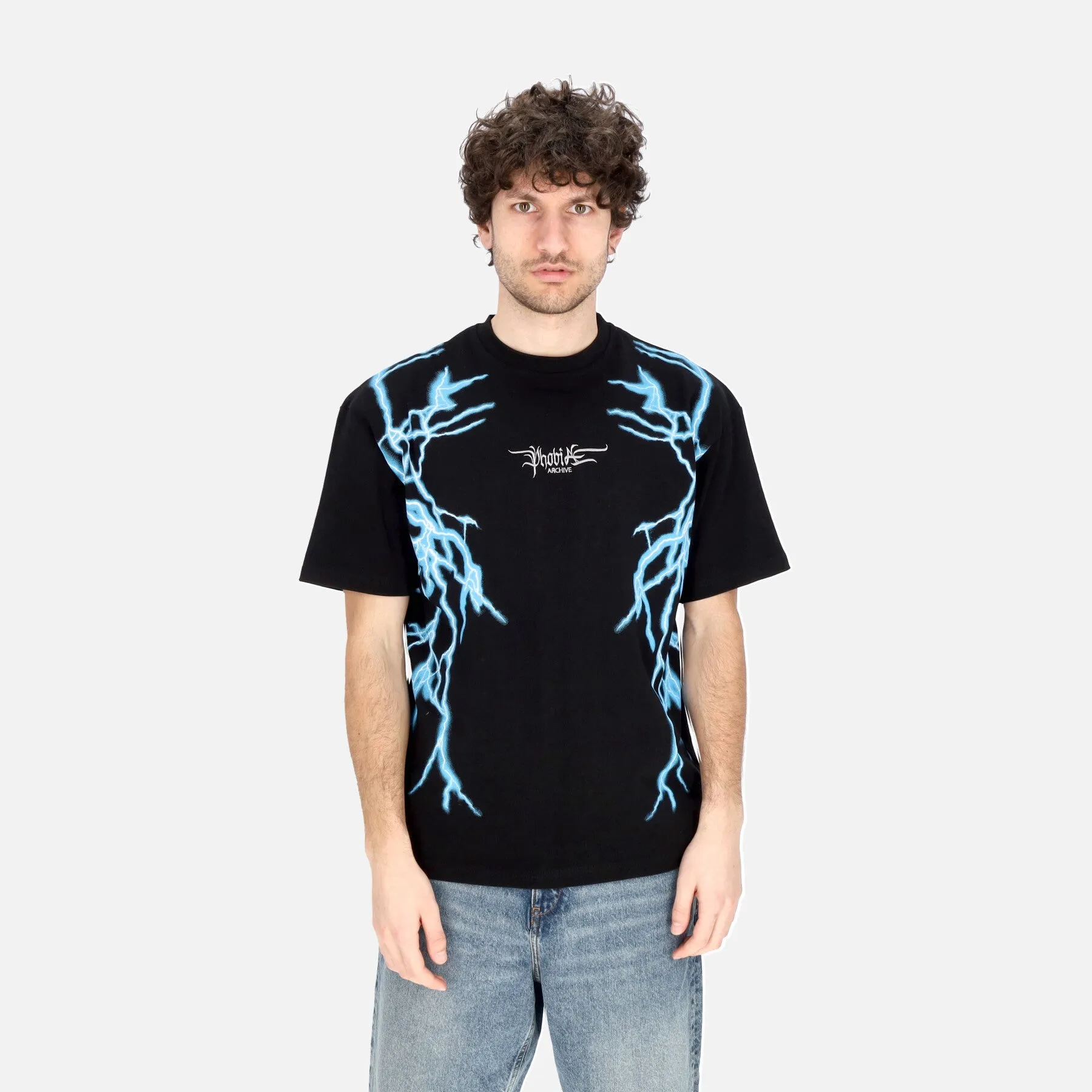 Maglietta Uomo Lateral Lightning Print Tee Black/light Blue