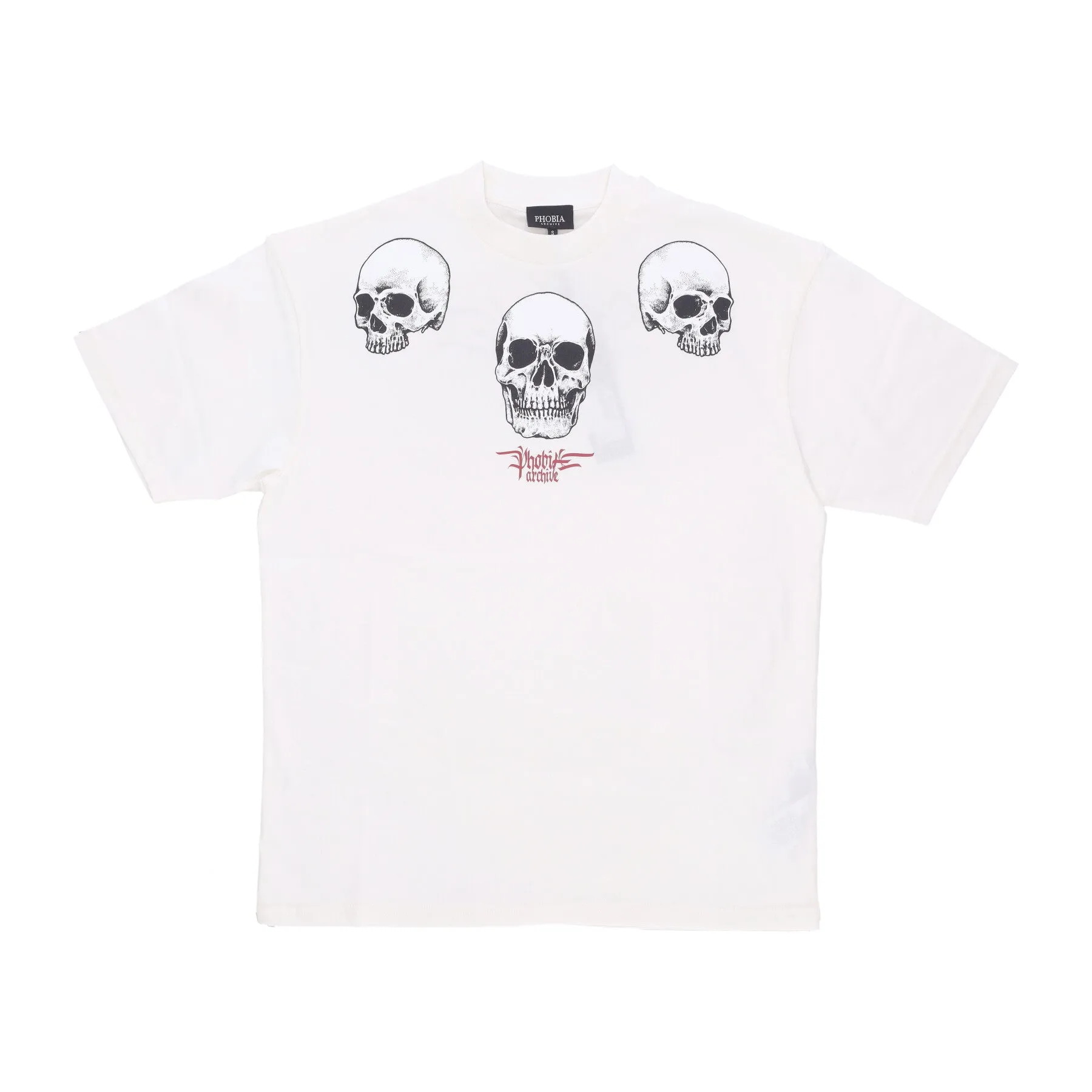 Maglietta Uomo Triple Skull Print Tee White/red