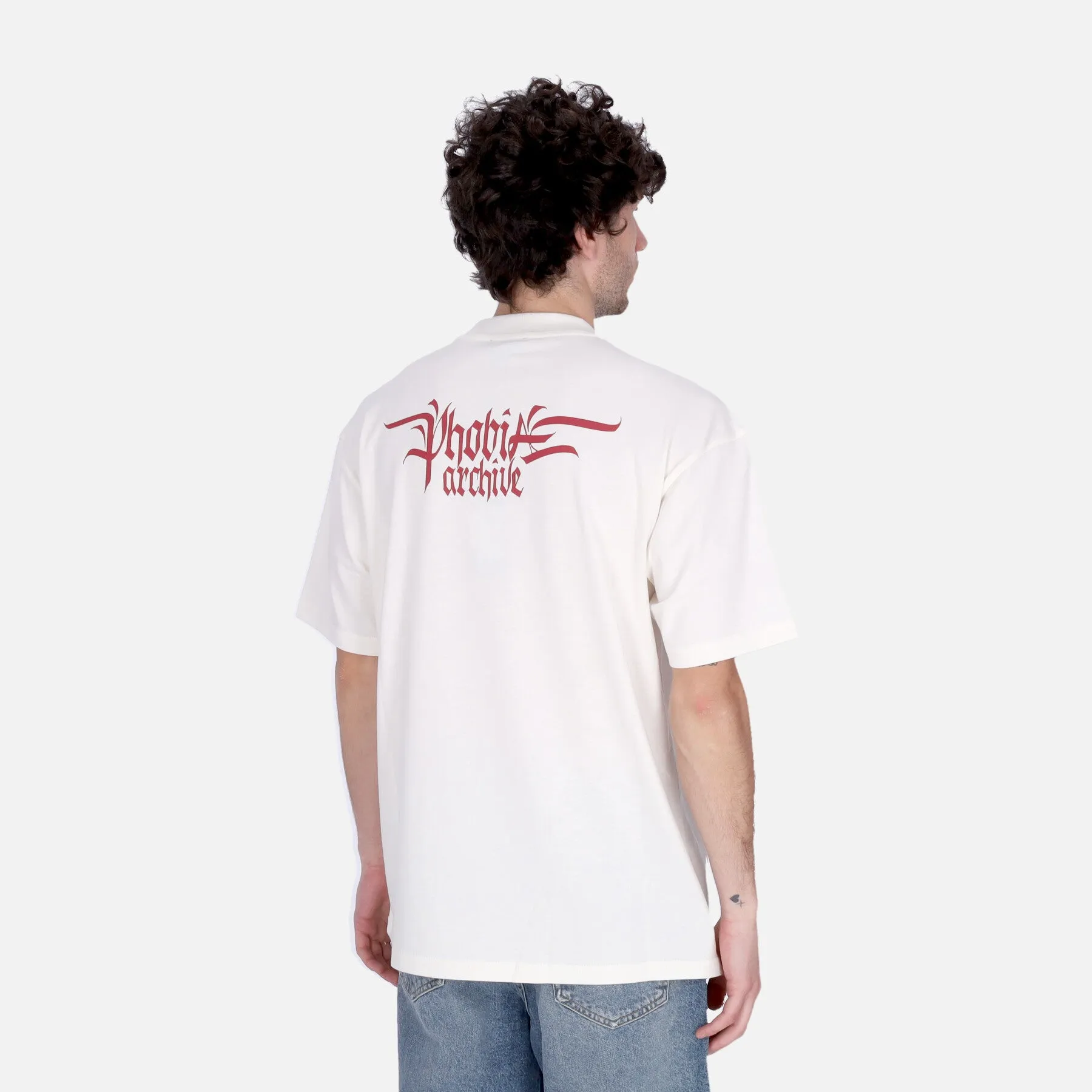 Maglietta Uomo Triple Skull Print Tee White/red