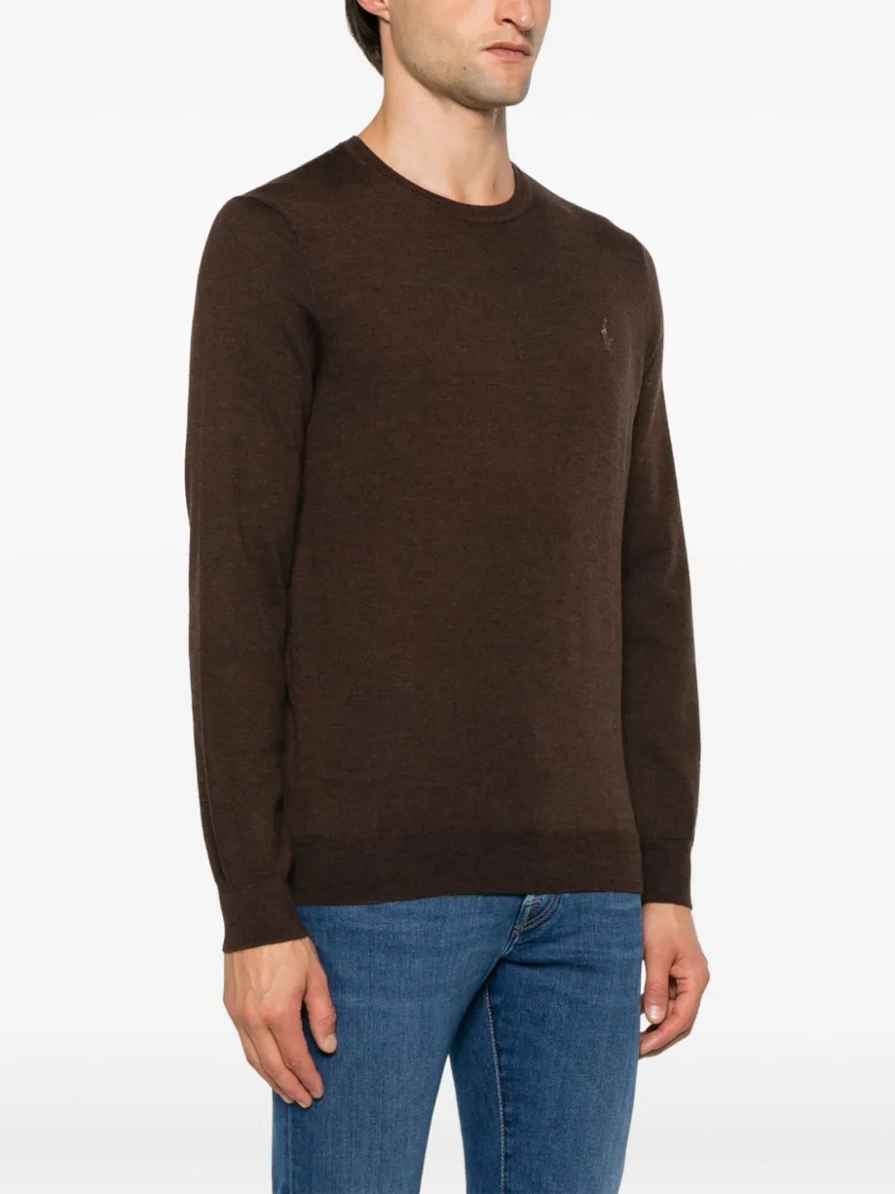 Maglione cacao ricamo sul petto