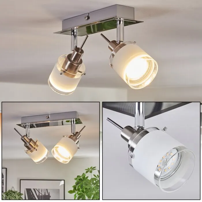 Maren Plafoniera, Faretto da soffitto LED Cromo, Nichel opaco, 2-Luci