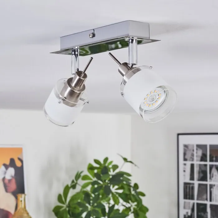 Maren Plafoniera, Faretto da soffitto LED Cromo, Nichel opaco, 2-Luci