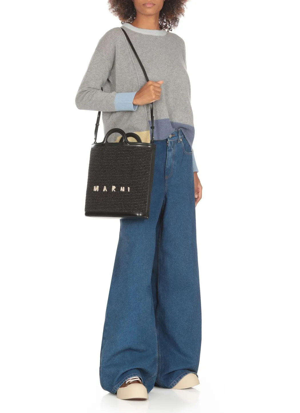     Marni     Borsa a spalla in rafia     