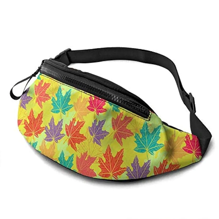 Marsupio per Uomo Donna,Marsupio Foglie d’Acero Autunnali con Cintura Tasca a Tracolla Regolabile Borsa a Tracolla Borsa sul Pet
