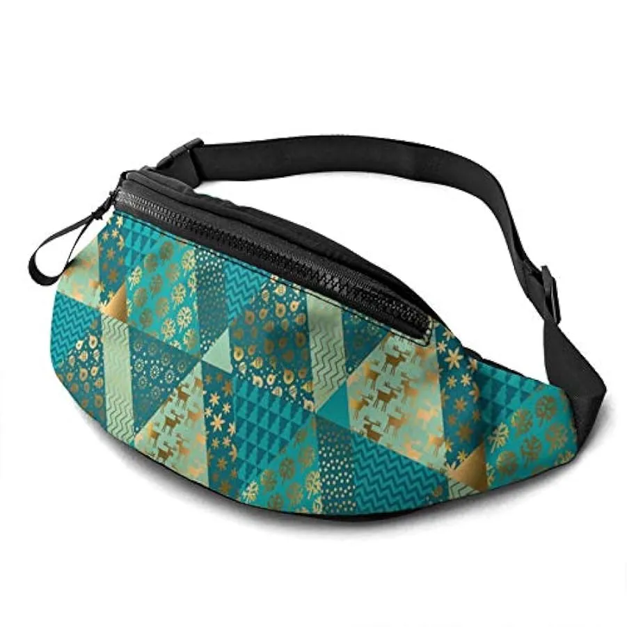 Marsupio per Uomo Donna,Marsupio Patchwork Natalizio con Cintura Tasca a Tracolla Regolabile Borsa a Tracolla Borsa sul Petto pe