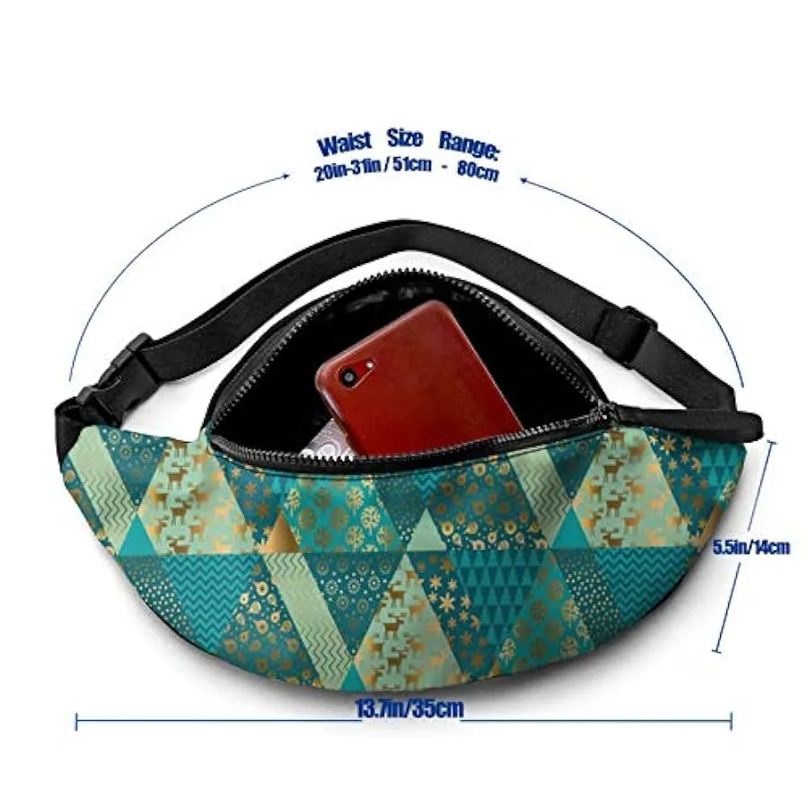 Marsupio per Uomo Donna,Marsupio Patchwork Natalizio con Cintura Tasca a Tracolla Regolabile Borsa a Tracolla Borsa sul Petto pe