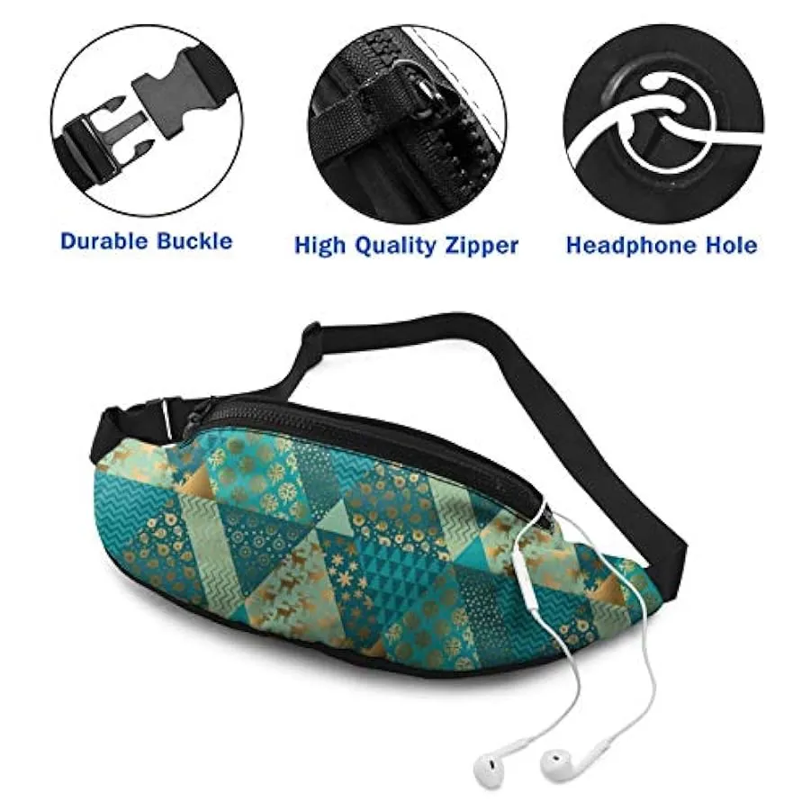 Marsupio per Uomo Donna,Marsupio Patchwork Natalizio con Cintura Tasca a Tracolla Regolabile Borsa a Tracolla Borsa sul Petto pe