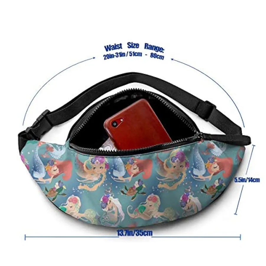 Marsupio per Uomo Donna,Simpatica Sirena Ragazze Marsupio con Cintura Tasca a Tracolla Regolabile Borsa a Tracolla Borsa sul Pet