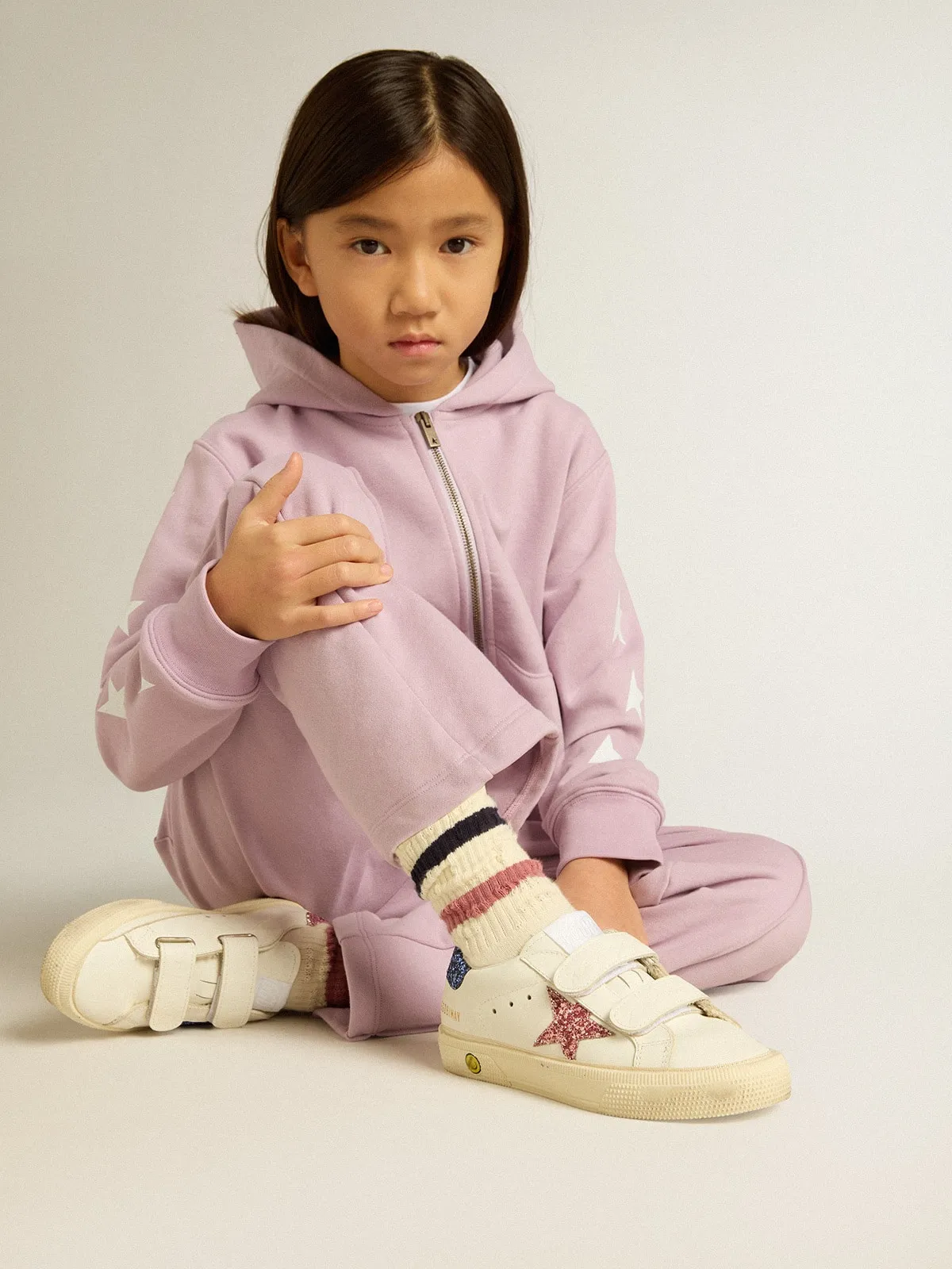 May School Junior in pelle con stella e talloncino glitter