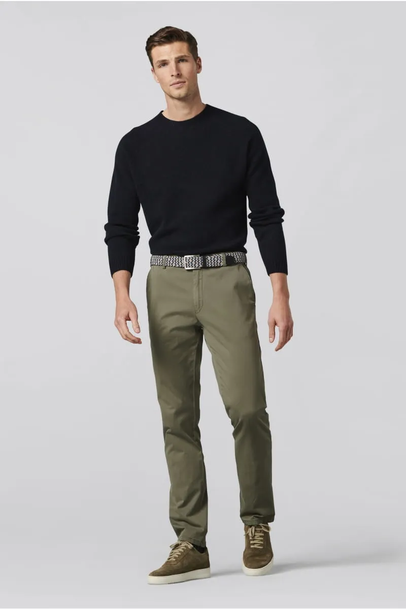 Meyer olive green trousers in fairtrade modern fit cotton