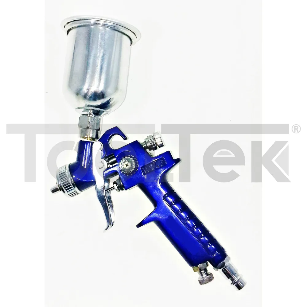 MINI AEROGRAFO HVLP SERBATOIO SUPERIORE METALLO 100ml 120CC PISTOLA 