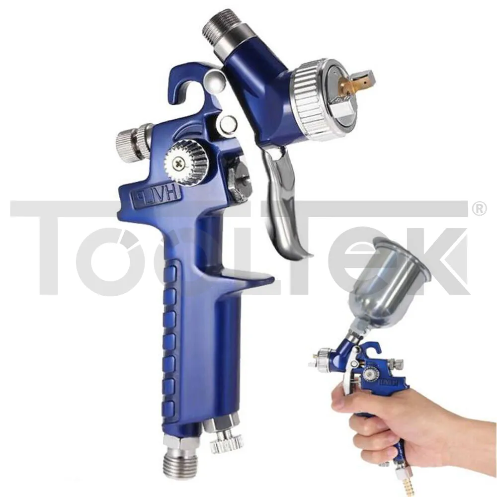 MINI AEROGRAFO HVLP SERBATOIO SUPERIORE METALLO 100ml 120CC PISTOLA 