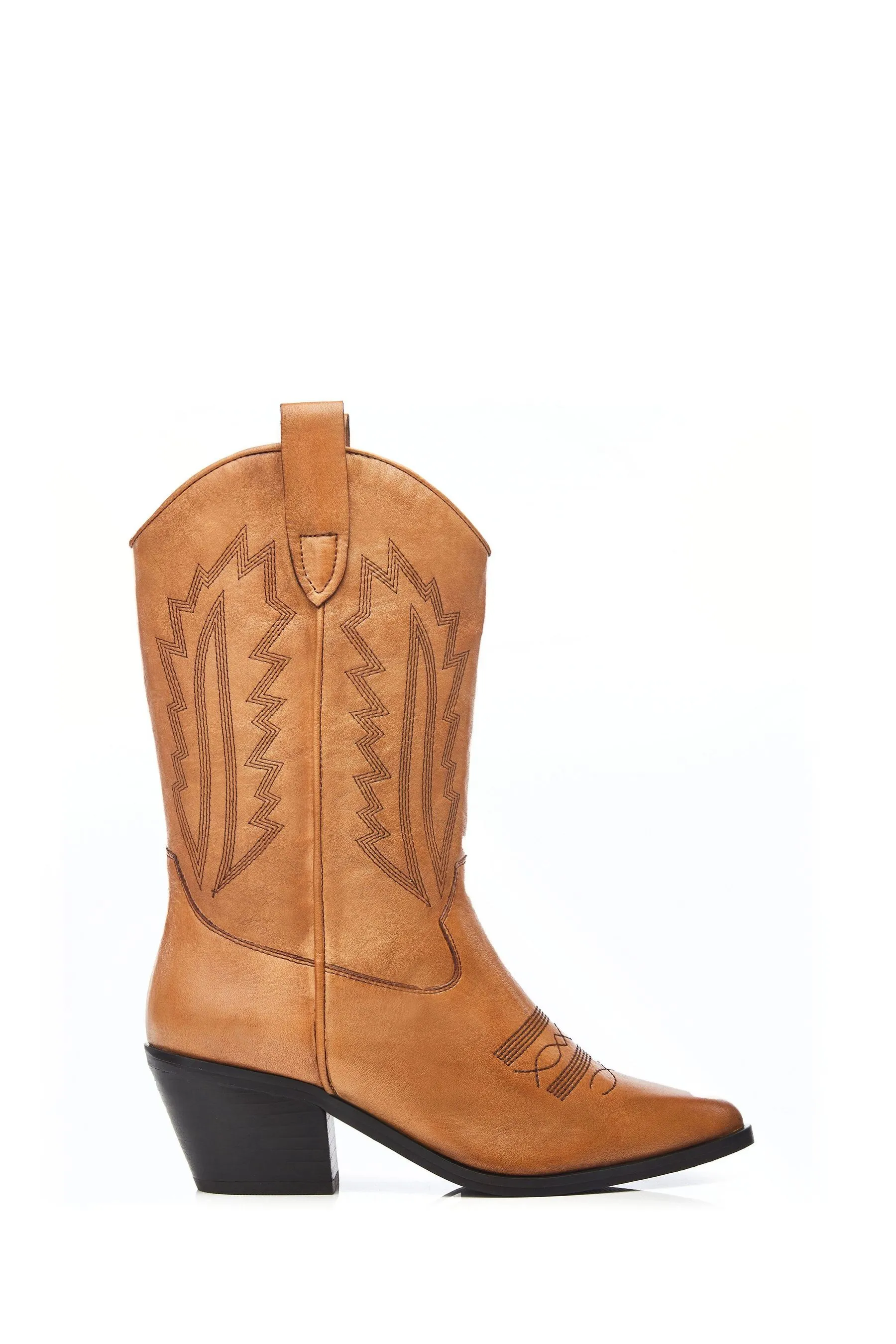 Moda in Pelle Heston - Nero Stivali western altezza polpaccio