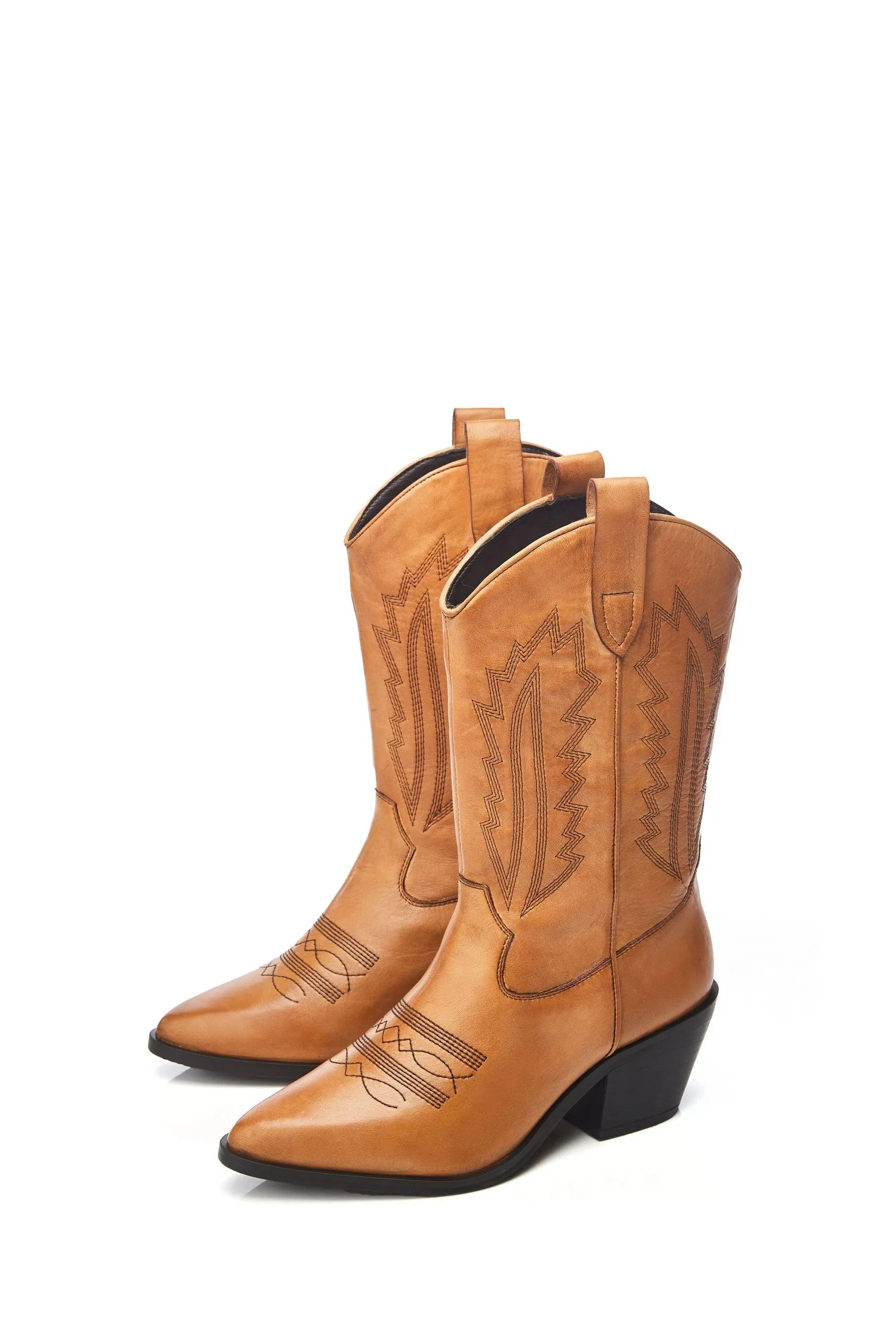 Moda in Pelle Heston - Nero Stivali western altezza polpaccio