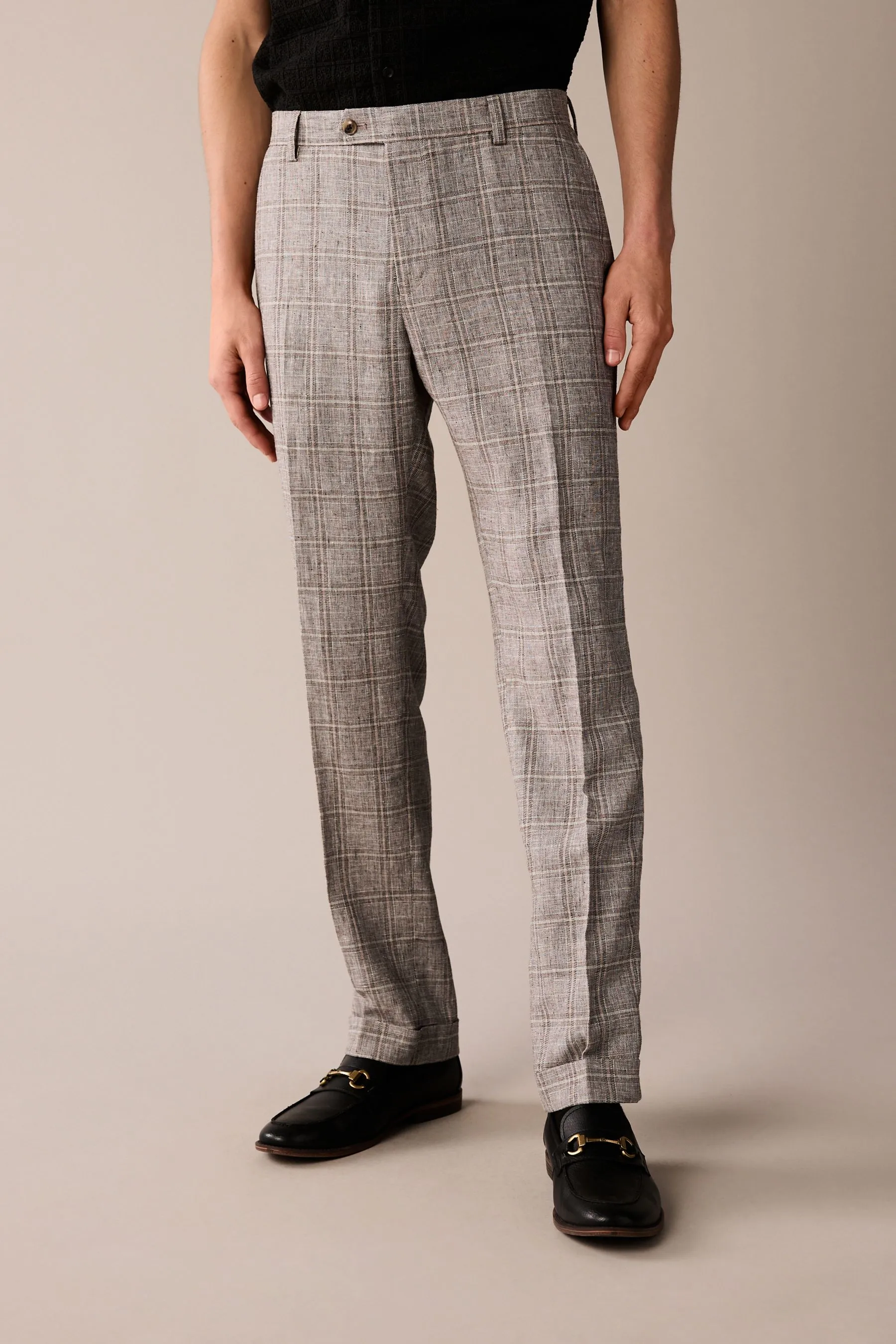 Neutro  - Vestibilità sartoriale - Completo in A quadri lino: Pantaloni