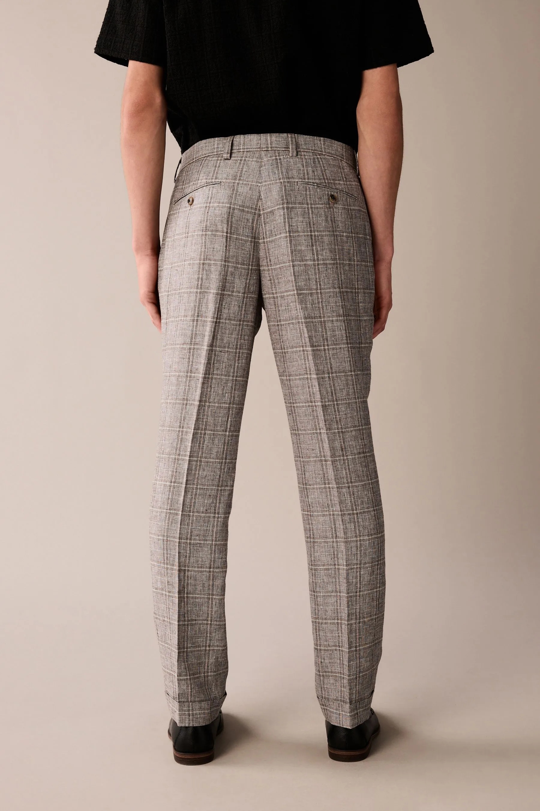 Neutro  - Vestibilità sartoriale - Completo in A quadri lino: Pantaloni