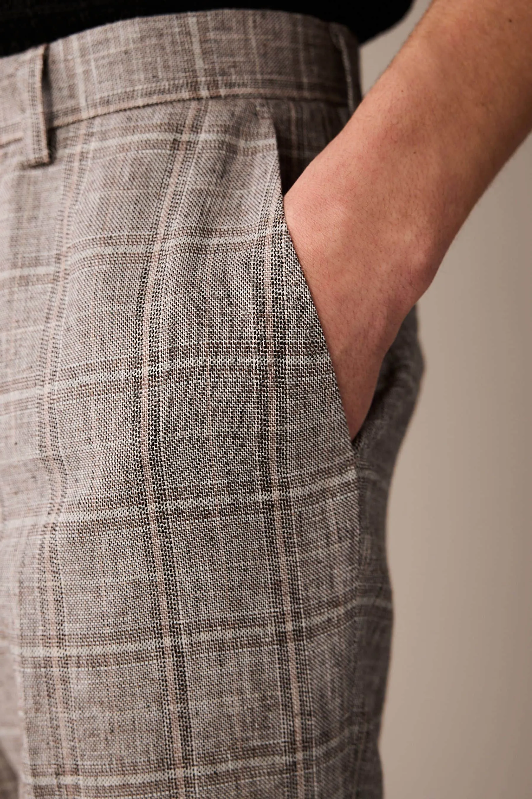 Neutro  - Vestibilità sartoriale - Completo in A quadri lino: Pantaloni