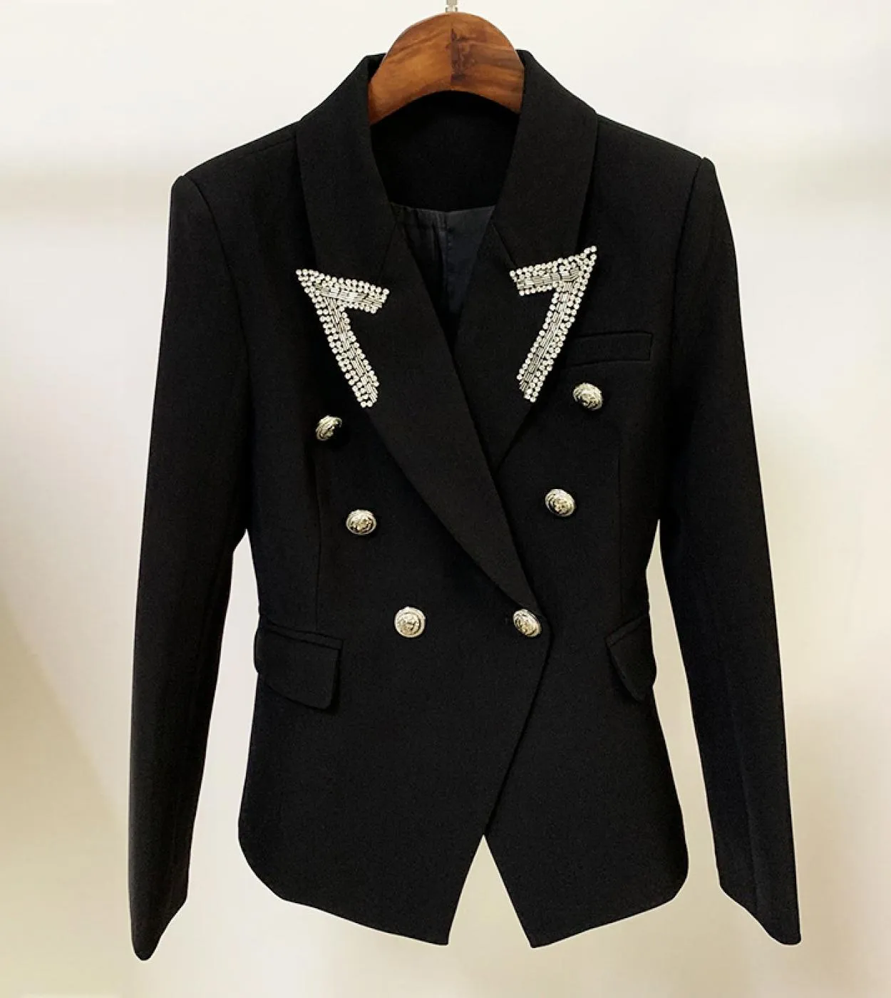 New Diamond Blazer bianco nero giacche da donna cappotto collo a punta diamante con perline classico doppio petto Slim Blaze da