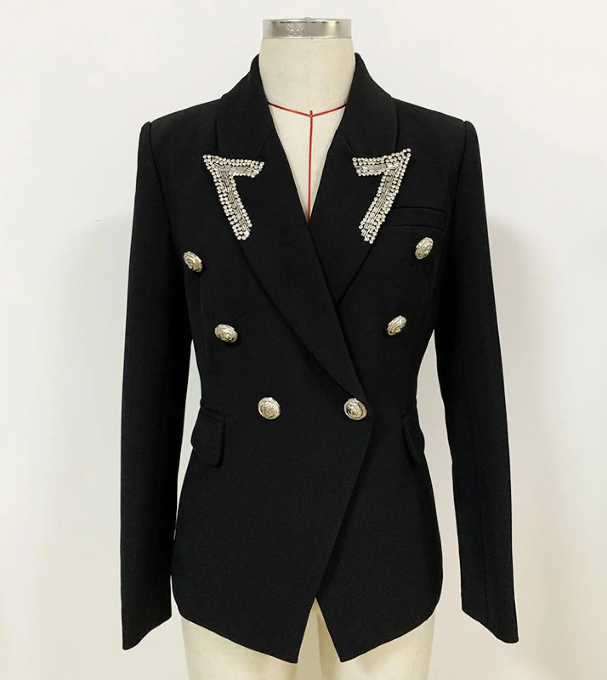 New Diamond Blazer bianco nero giacche da donna cappotto collo a punta diamante con perline classico doppio petto Slim Blaze da