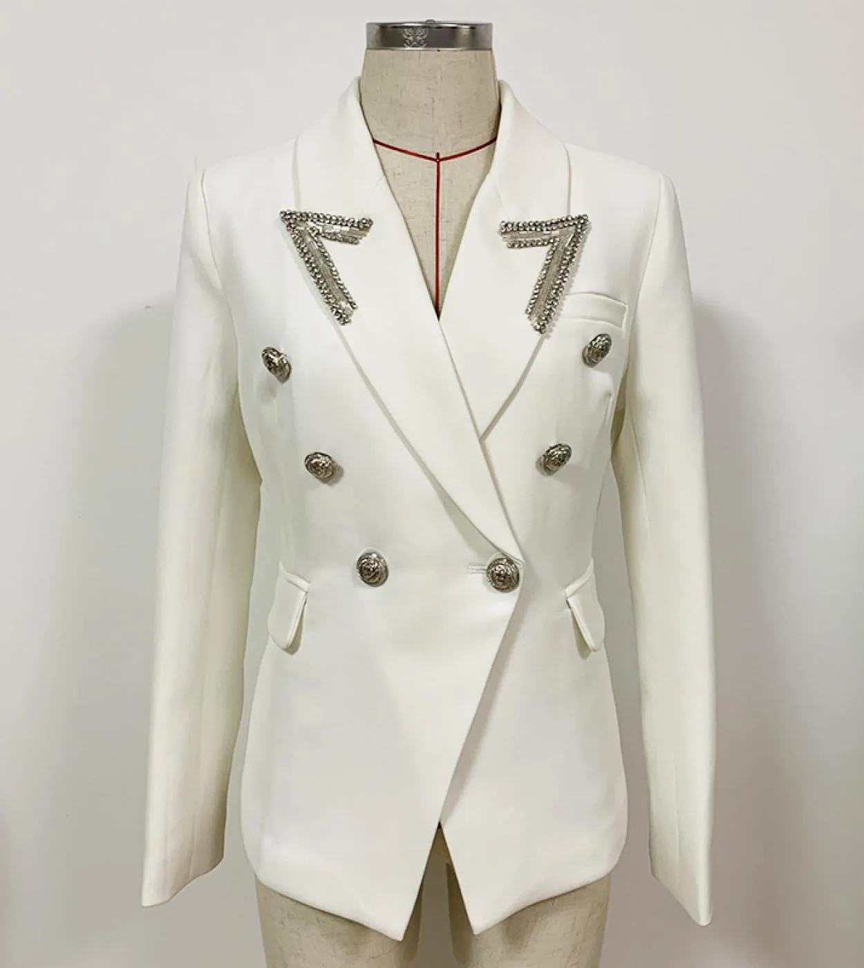 New Diamond Blazer bianco nero giacche da donna cappotto collo a punta diamante con perline classico doppio petto Slim Blaze da