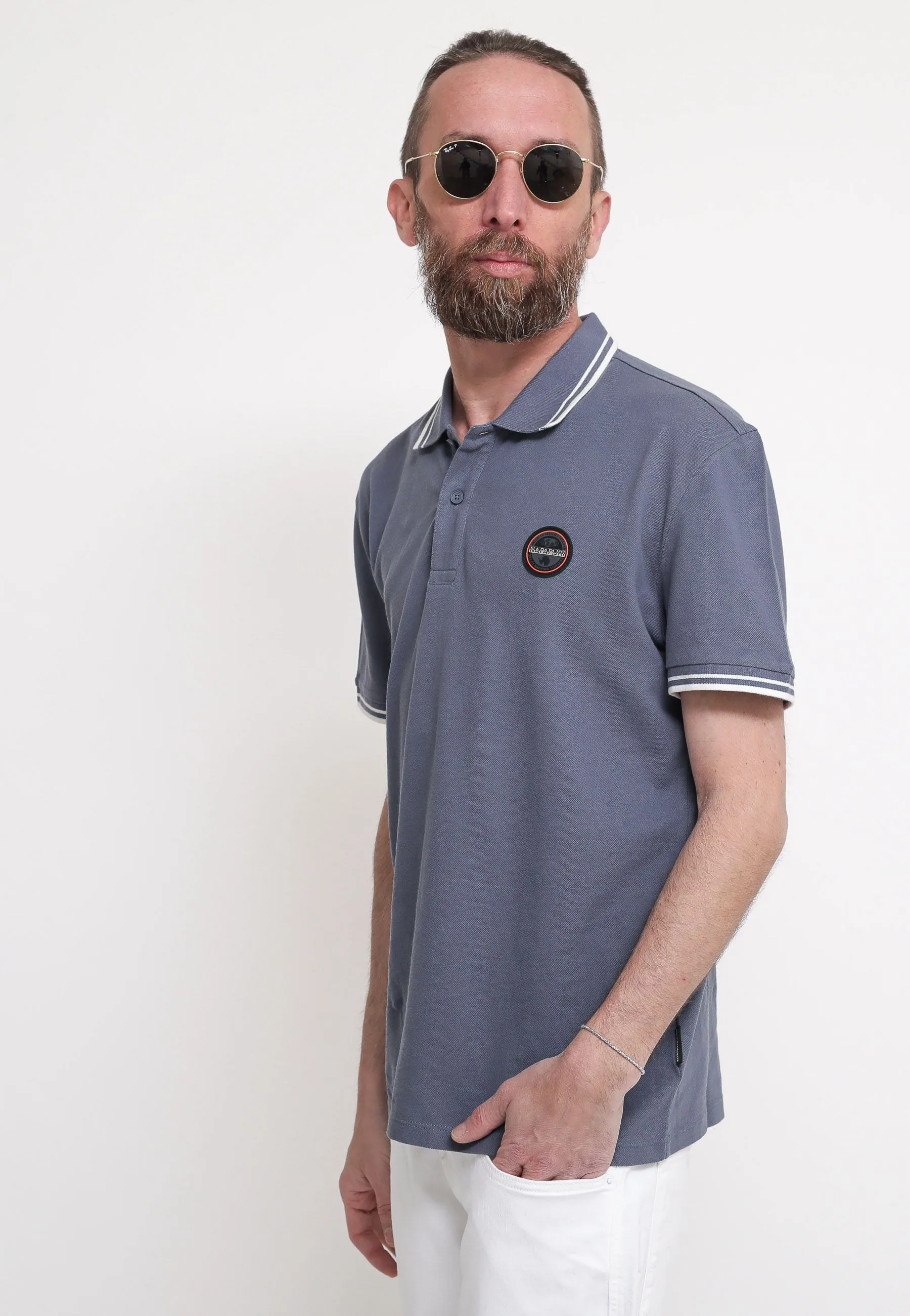 NP AP Men Top E-Macas SS - Blu Grisail