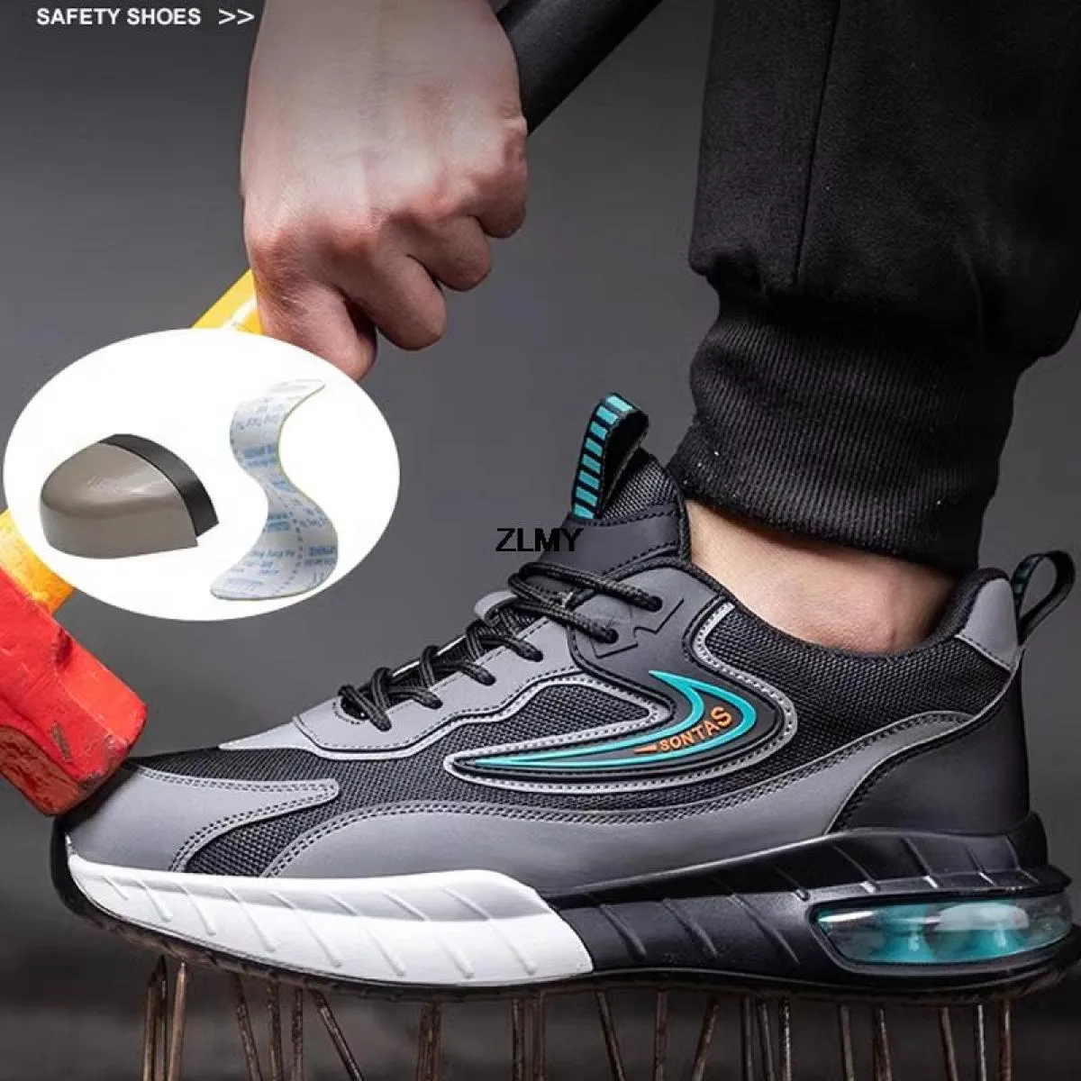 Nuove scarpe antinfortunistiche da uomo Sneaker con punta in acciaio Sport Cuscino d'aria Stivali riflettenti antinfortunistici