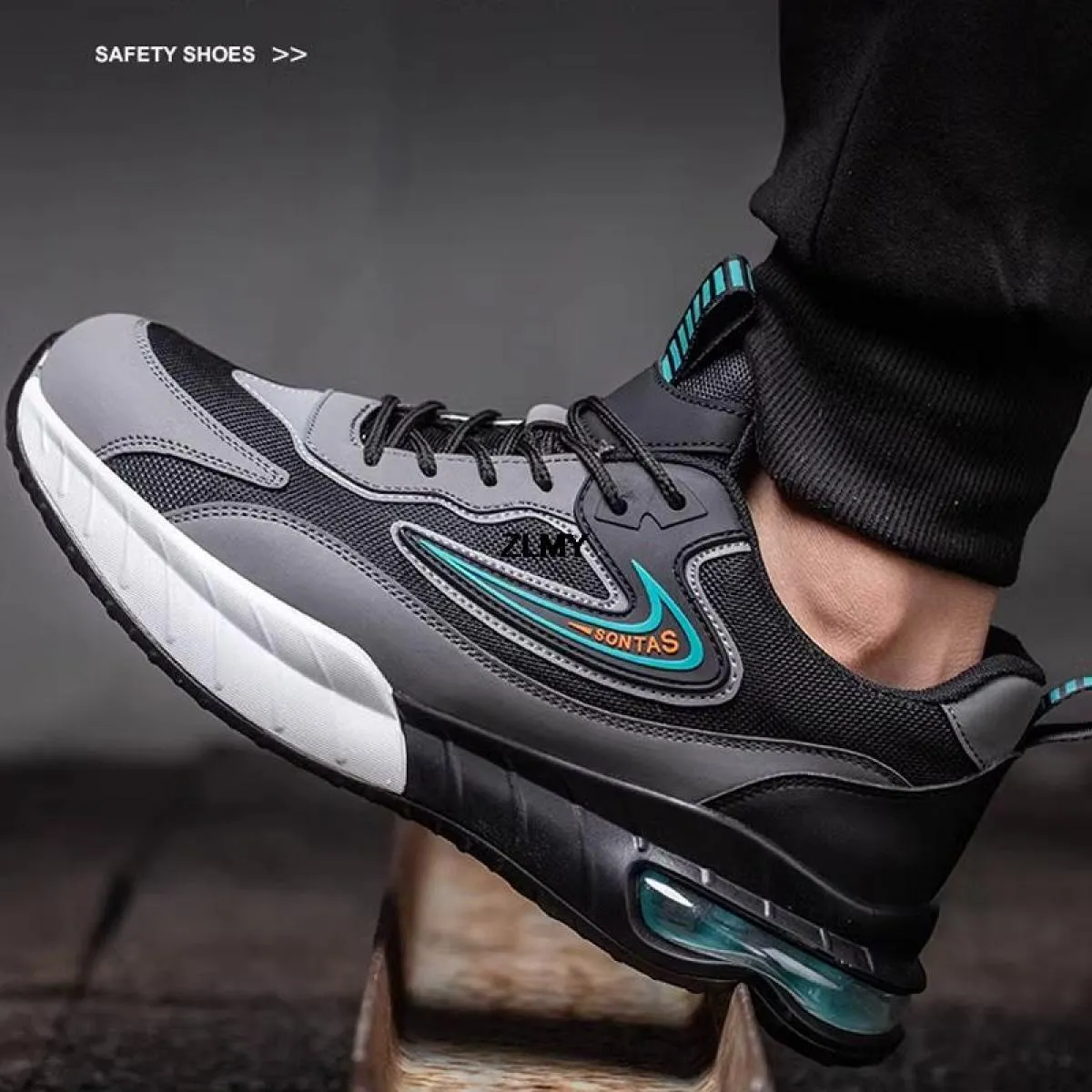 Nuove scarpe antinfortunistiche da uomo Sneaker con punta in acciaio Sport Cuscino d'aria Stivali riflettenti antinfortunistici