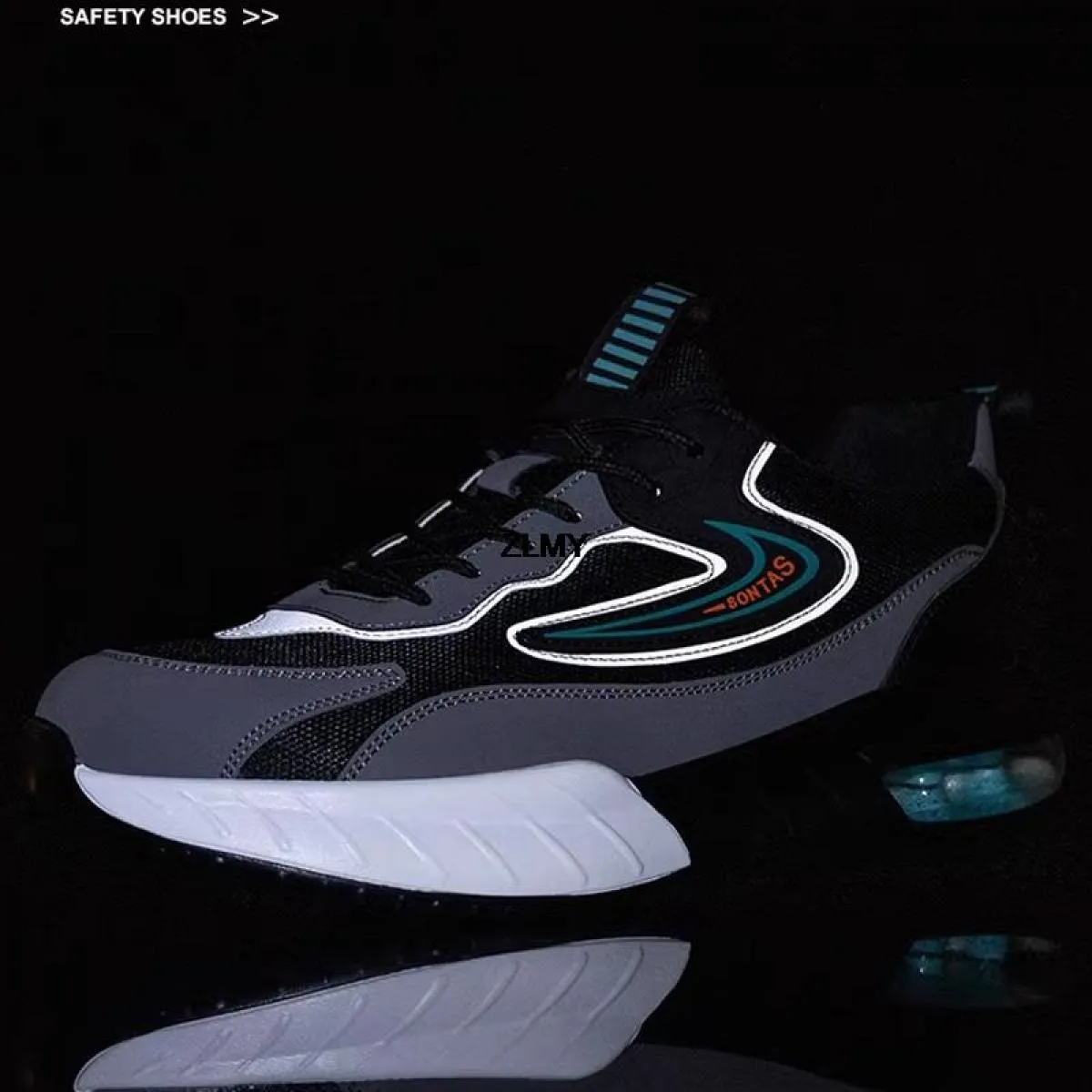 Nuove scarpe antinfortunistiche da uomo Sneaker con punta in acciaio Sport Cuscino d'aria Stivali riflettenti antinfortunistici