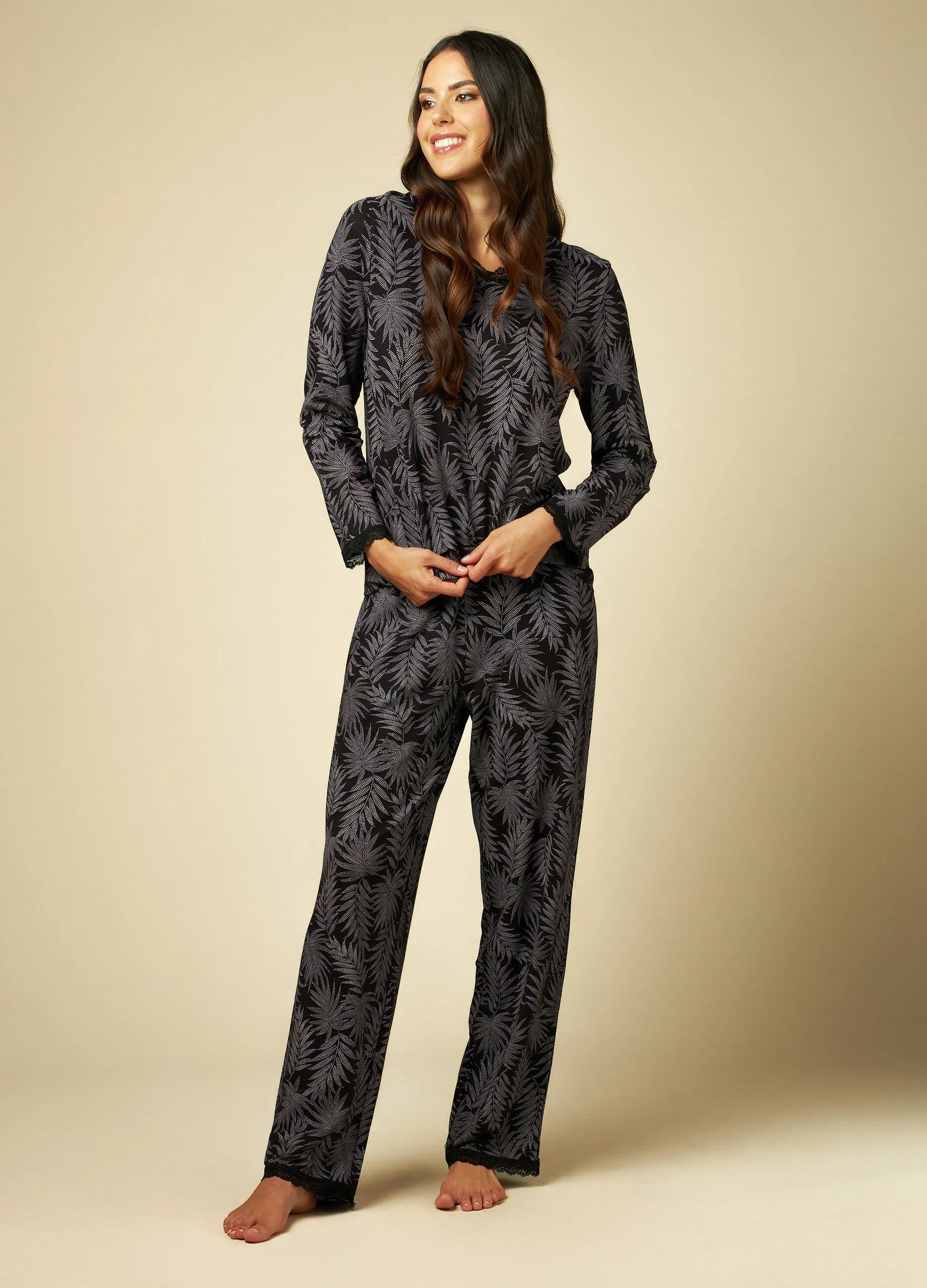 NYMOS  Set pigiama con pizzo donna