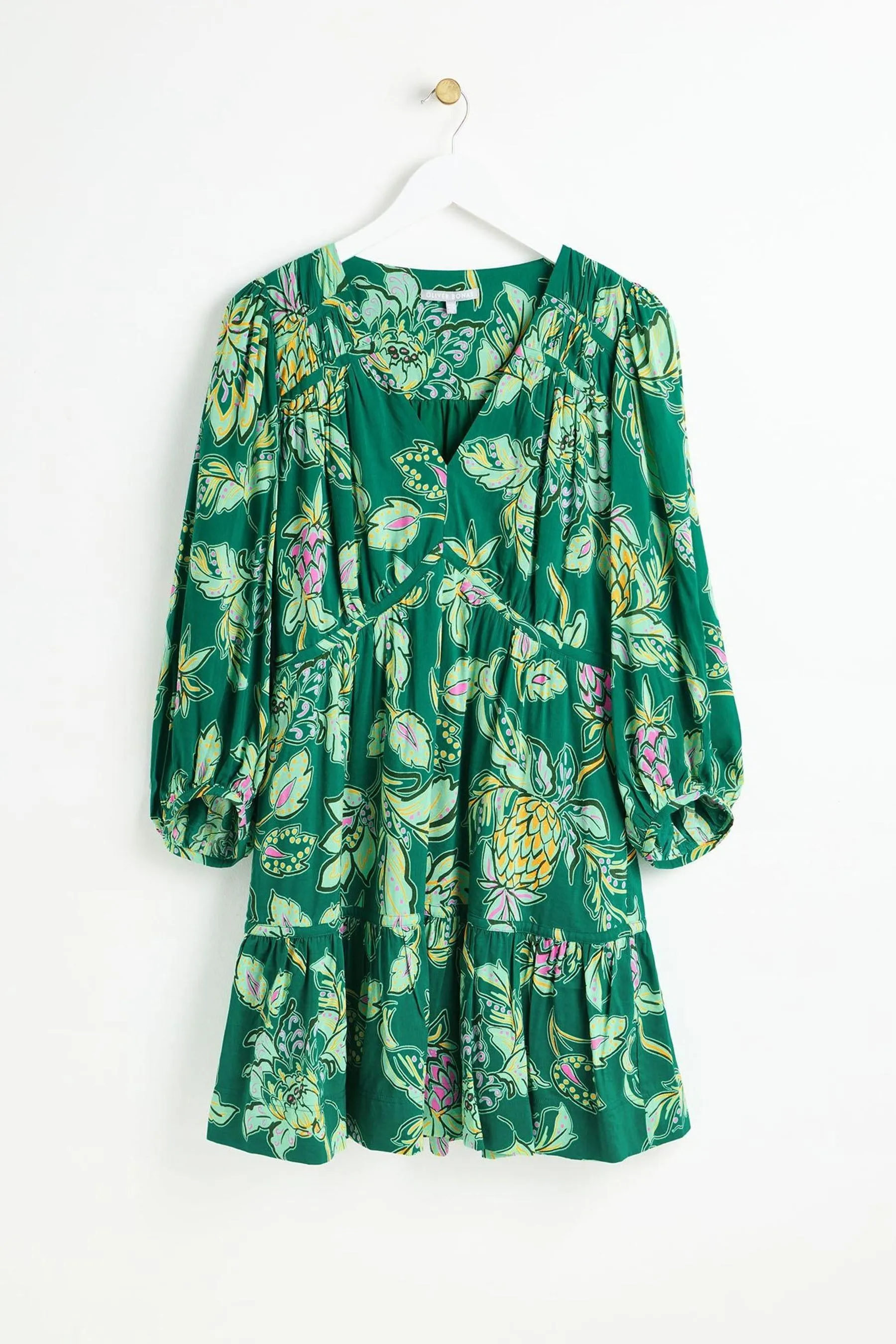 Oliver Bonas - Abito corto a balze Floreale cachemire