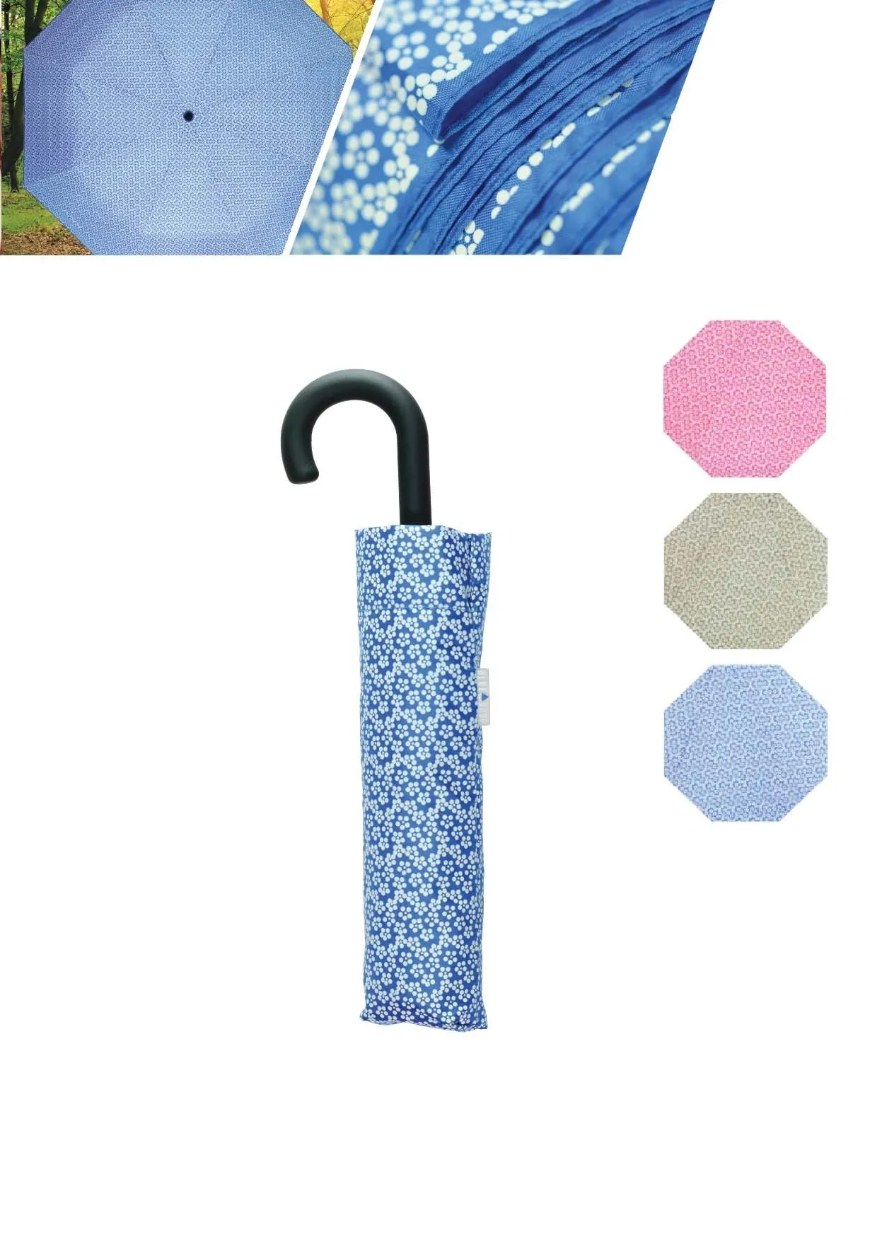 Ombrello mini 3 sezioni disegno Flower dots colori assortiti