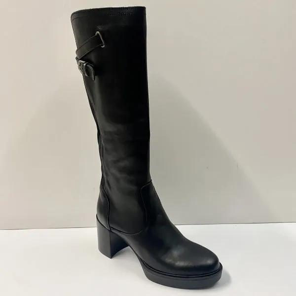 OPEN TOO A33 STIVALE DOPPIA FIBBIA IN PELLE NERO