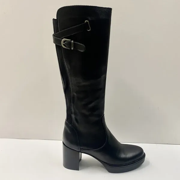 OPEN TOO A33 STIVALE DOPPIA FIBBIA IN PELLE NERO