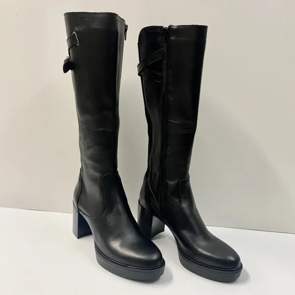 OPEN TOO A33 STIVALE DOPPIA FIBBIA IN PELLE NERO