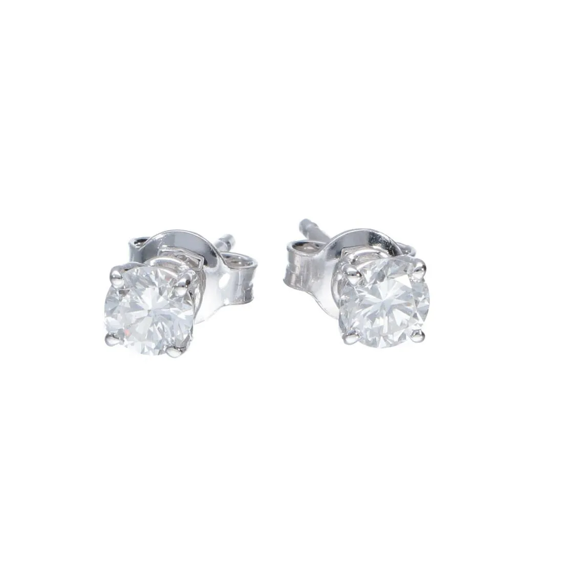 Orecchini punto luce in oro bianco con diamanti 0.75 ct